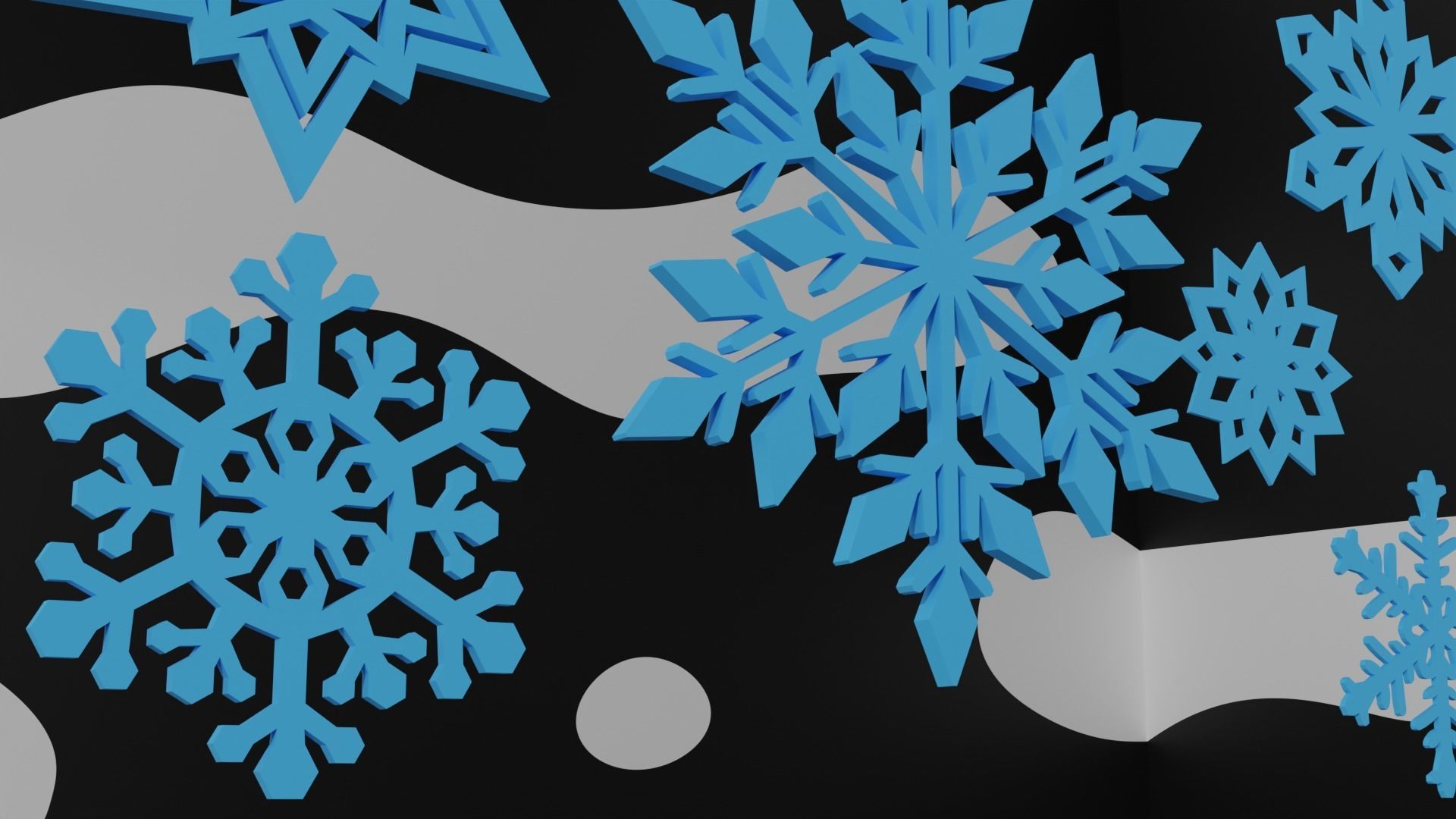 Snowflake collection cartoon 3D model_2