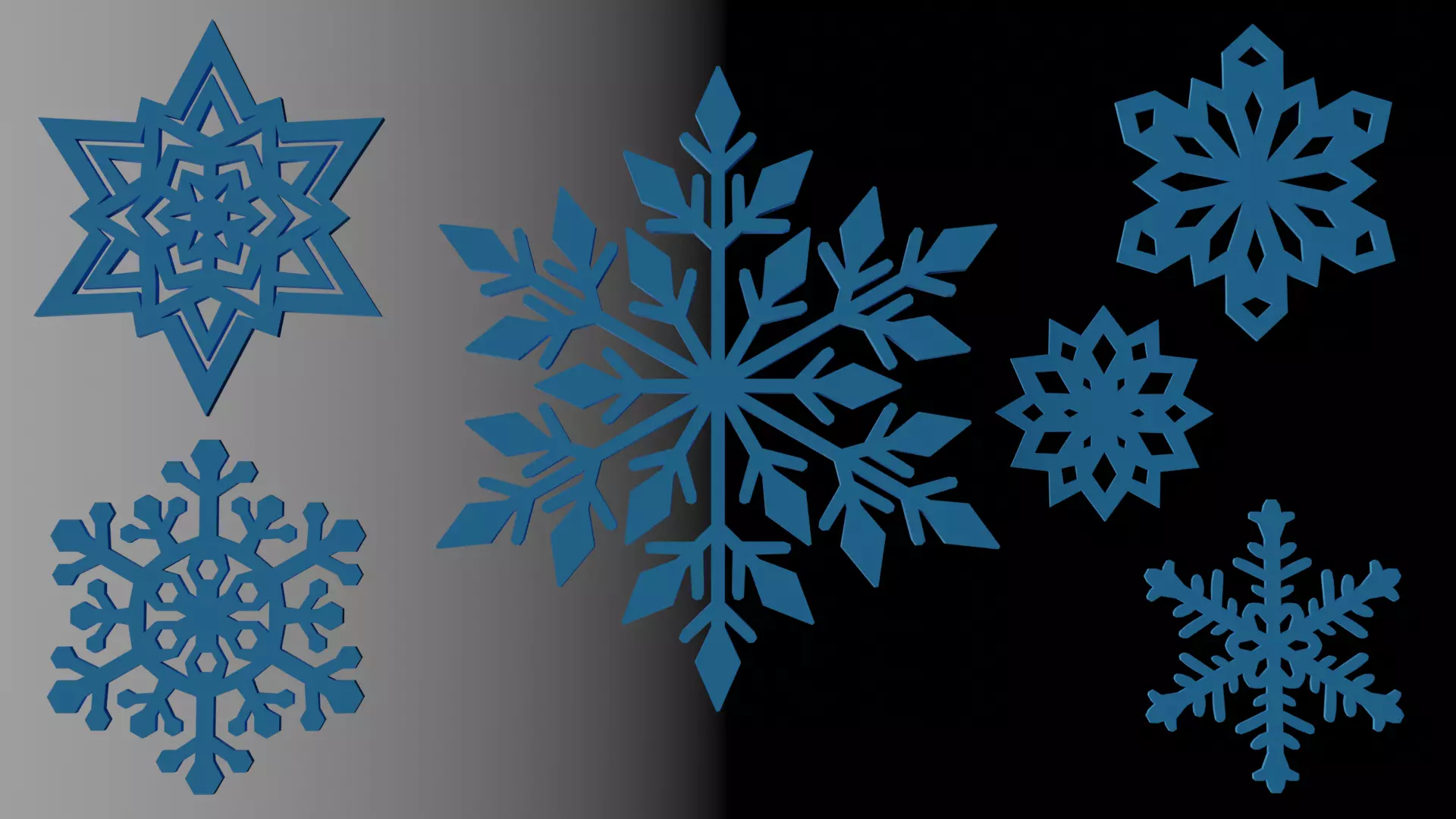 Snowflake collection cartoon 3D model_0