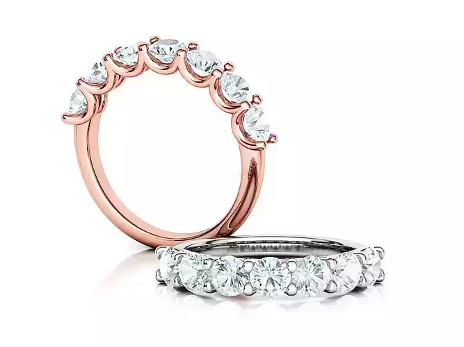 7 stone Eternity Wedding Band 4mm diamonds U shaped prongs