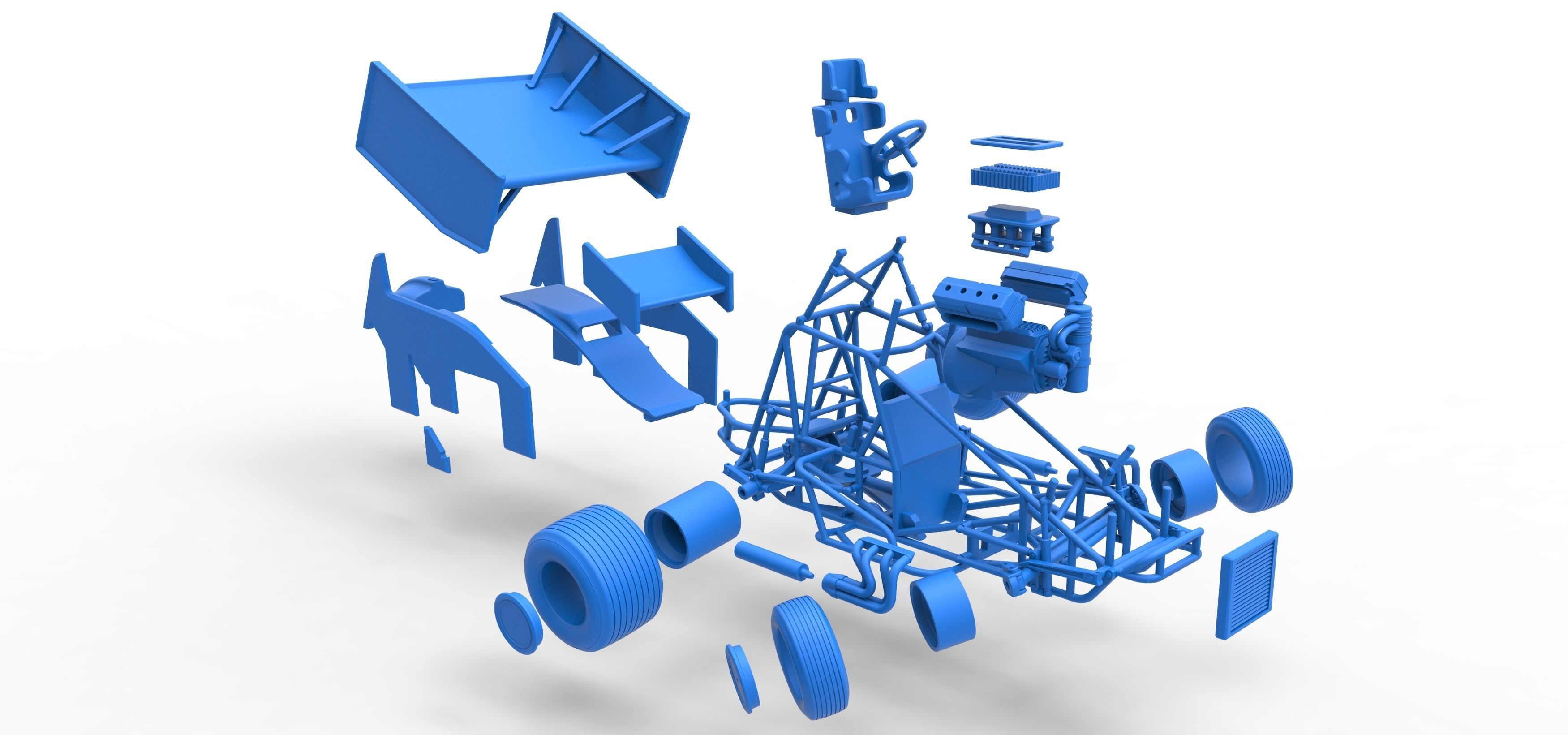 Winged Sprint car while turning Scale 1 to 25 3D print model_59