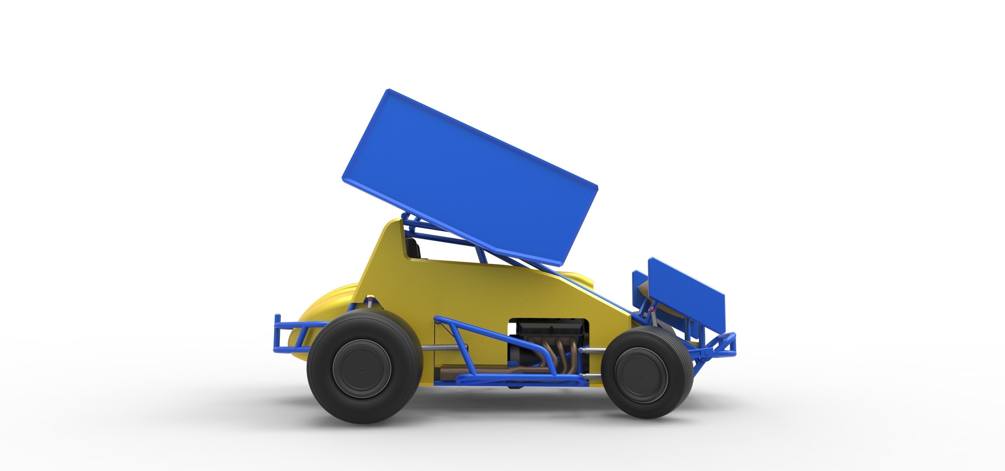 Winged Sprint car while turning Scale 1 to 25 3D print model_20