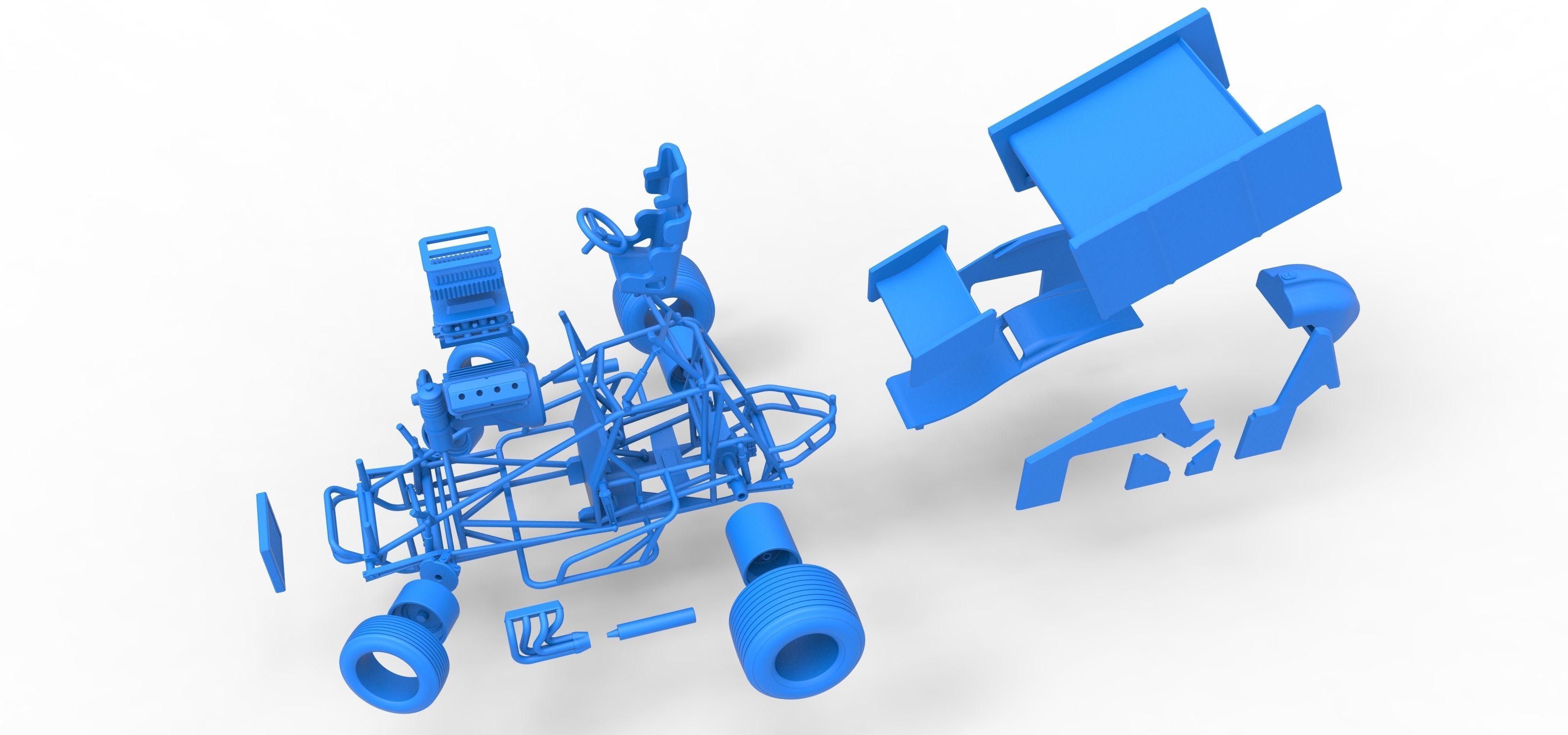 Winged Sprint car while turning Scale 1 to 25 3D print model_50