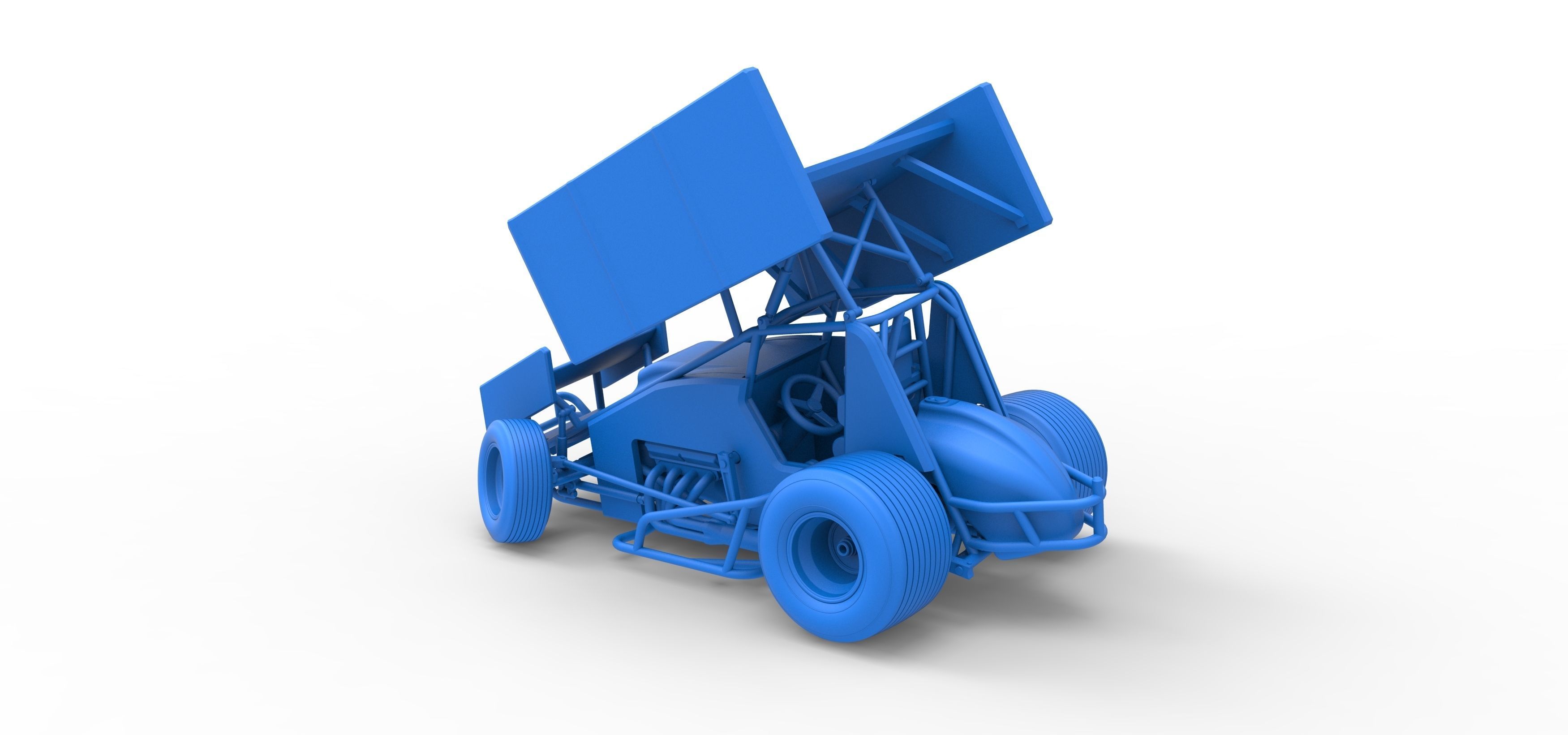 Winged Sprint car while turning Scale 1 to 25 3D print model_35