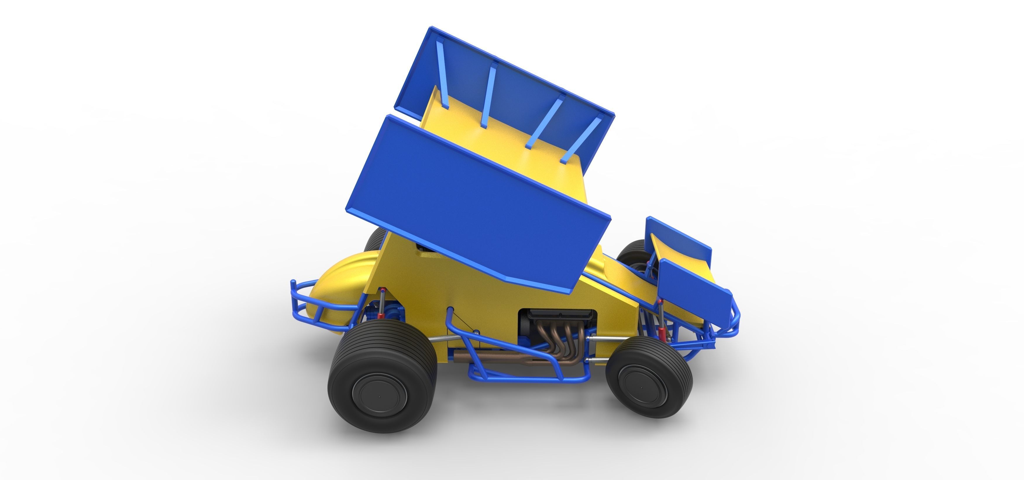 Winged Sprint car while turning Scale 1 to 25 3D print model_21