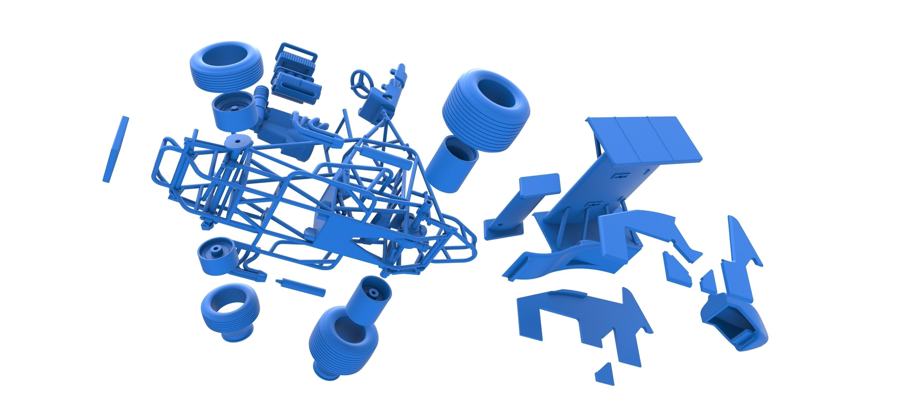 Winged Sprint car while turning Scale 1 to 25 3D print model_51