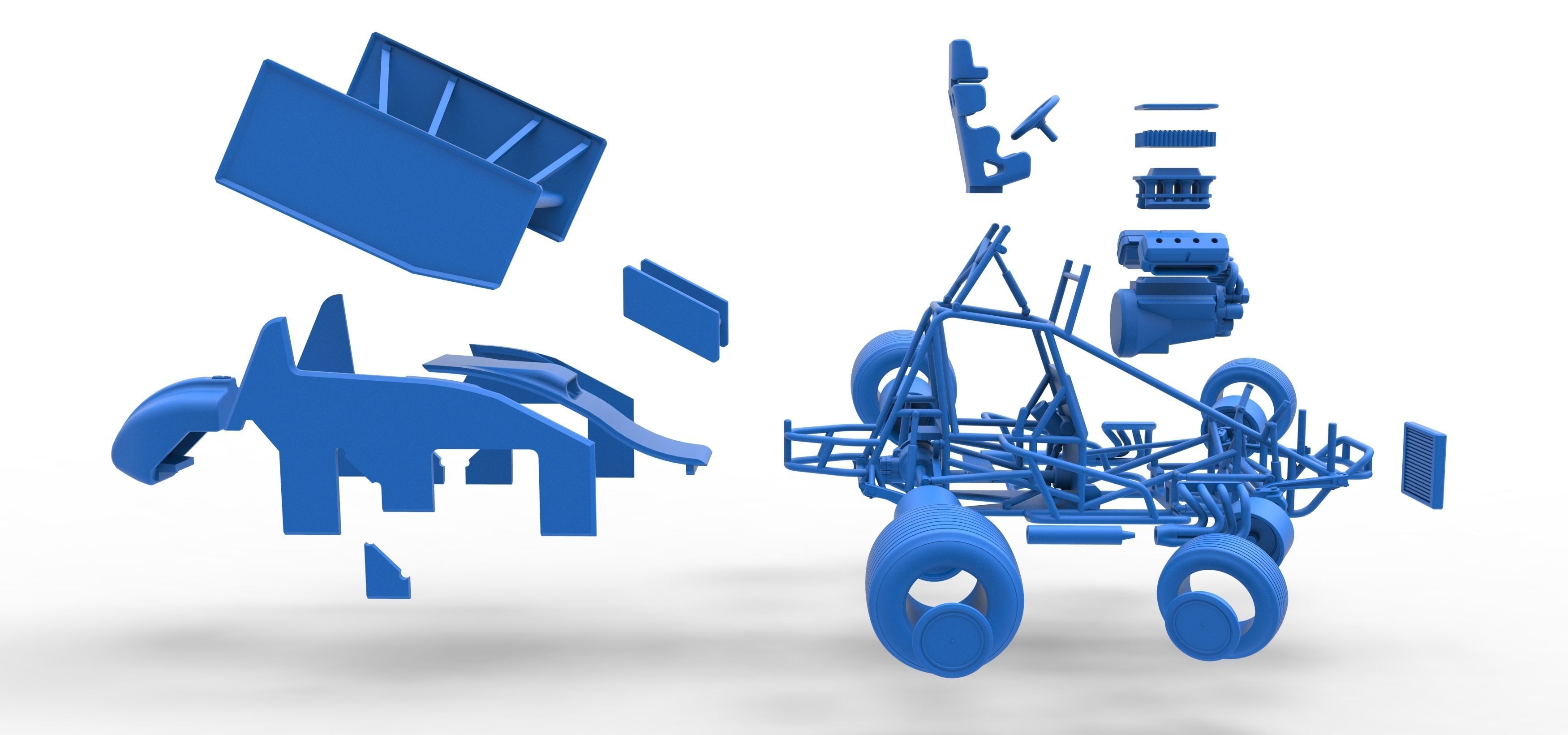 Winged Sprint car while turning Scale 1 to 25 3D print model_57