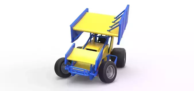 Winged Sprint car while turning Scale 1 to 25 3D print model Winged Sprint car while turning Scale 1 to 25 3D print model