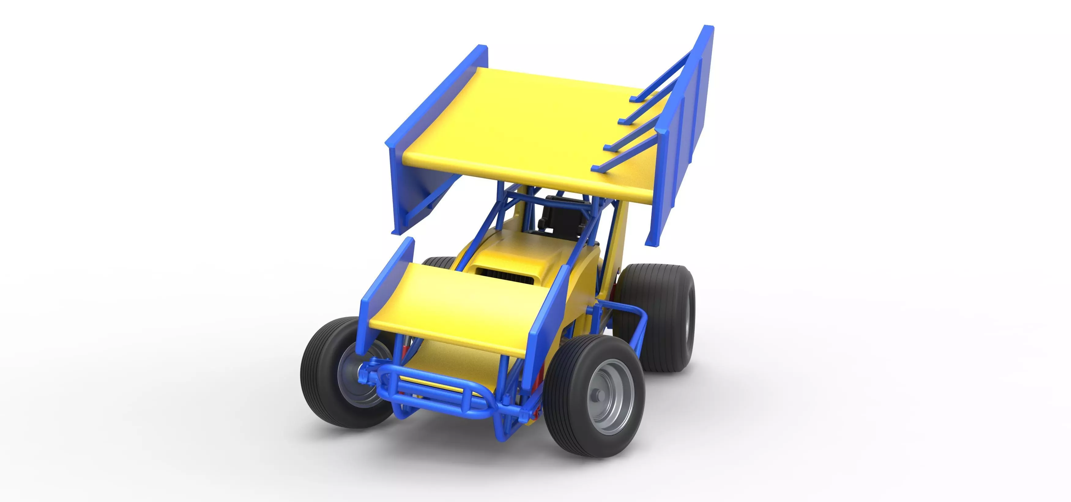 Winged Sprint car while turning Scale 1 to 25 3D print model_0