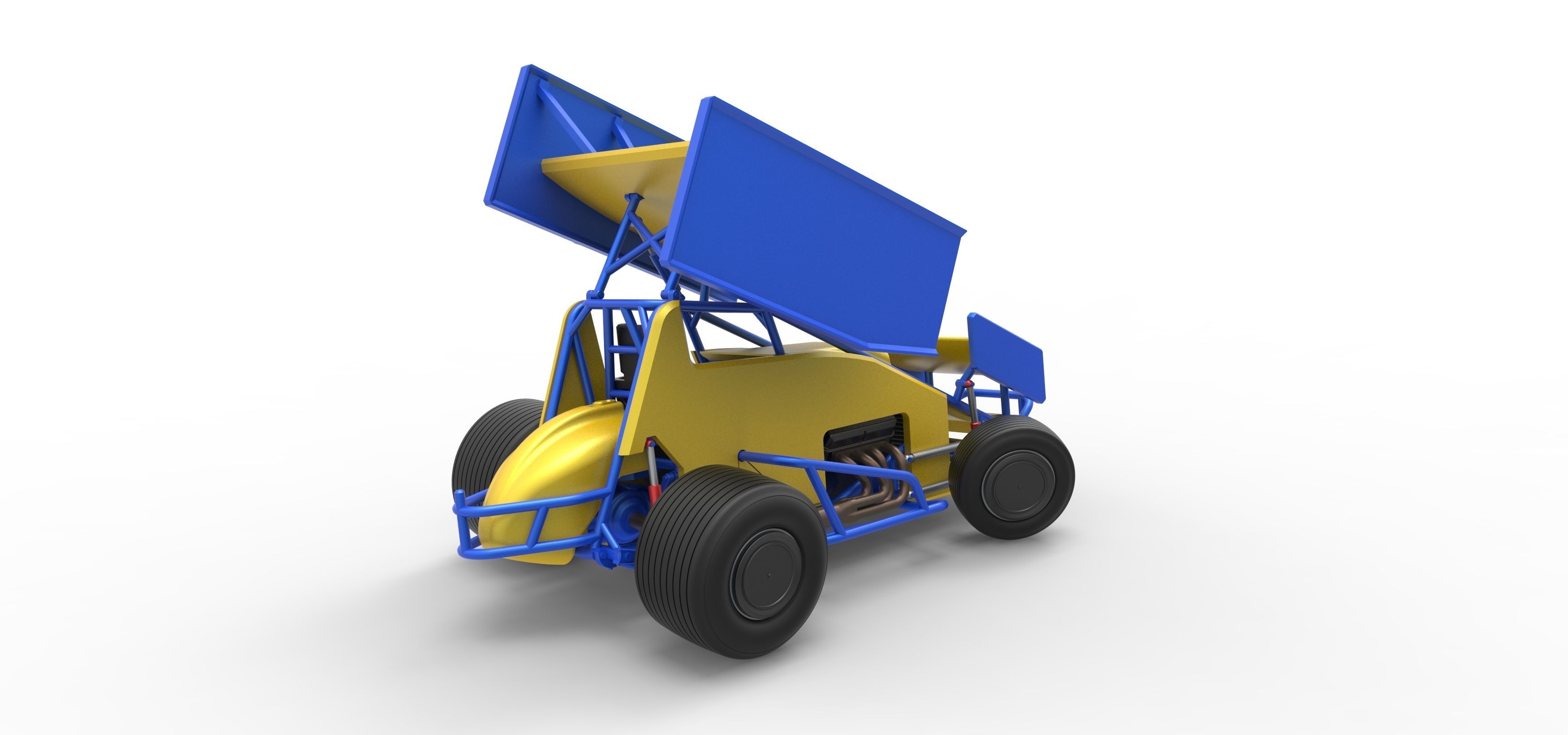 Winged Sprint car while turning Scale 1 to 25 3D print model_18