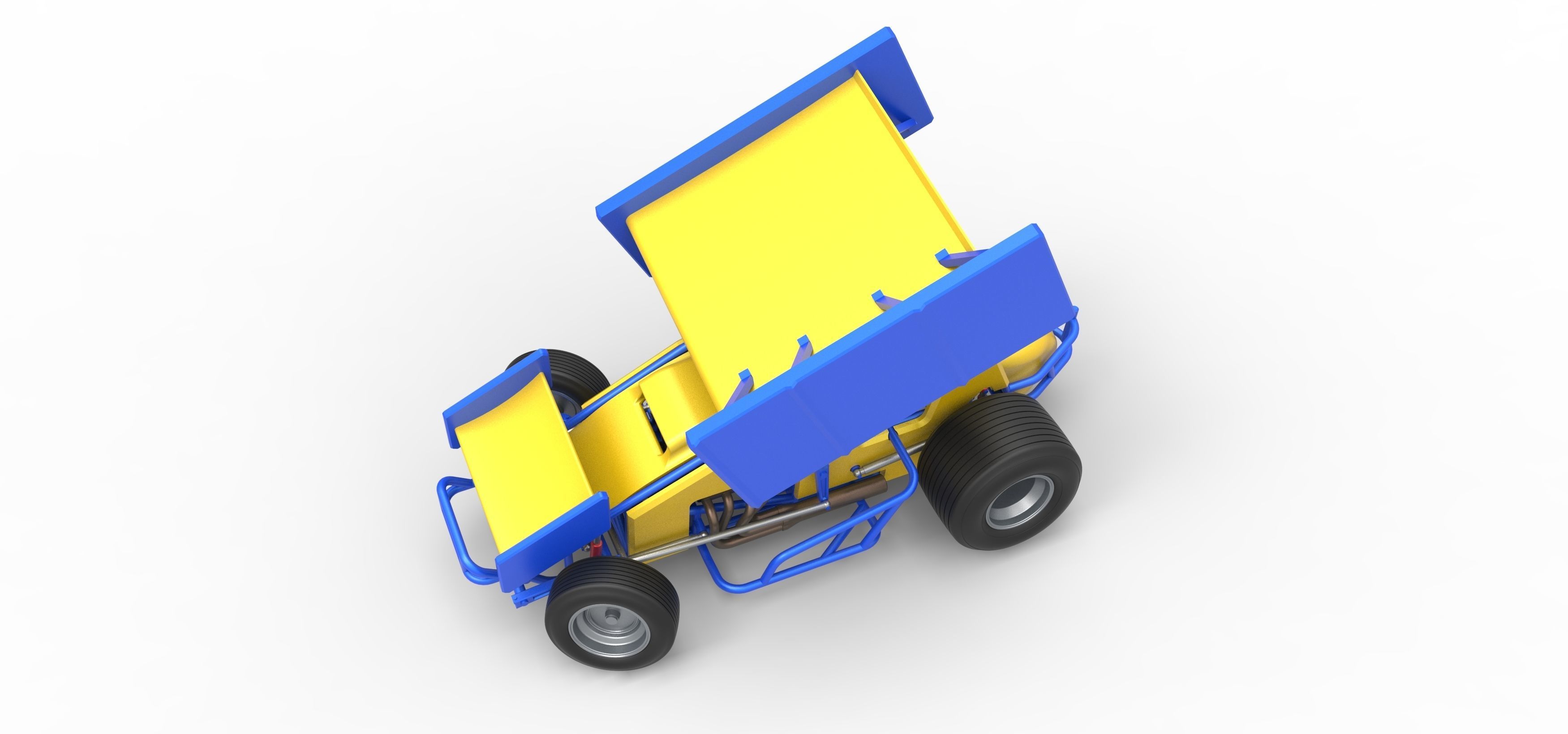 Winged Sprint car while turning Scale 1 to 25 3D print model_6