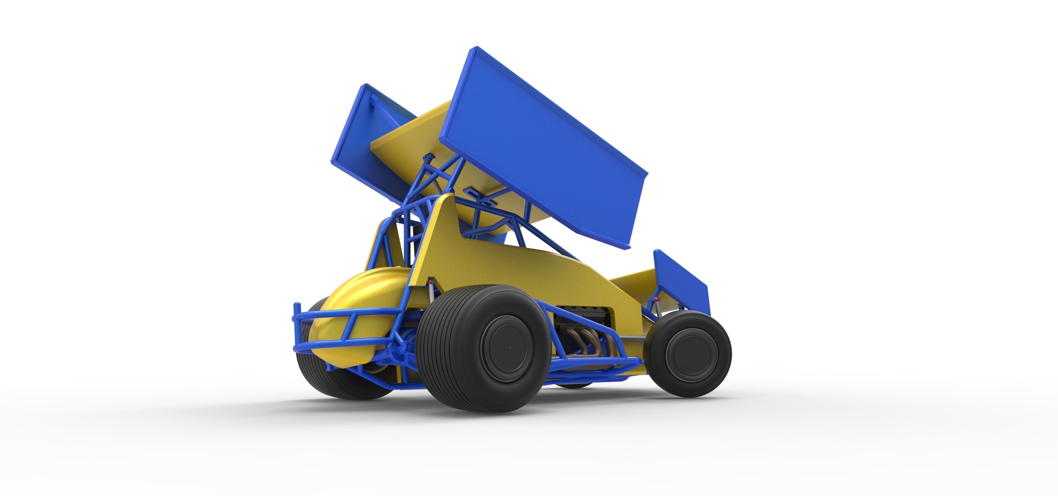 Winged Sprint car while turning Scale 1 to 25 3D print model_19