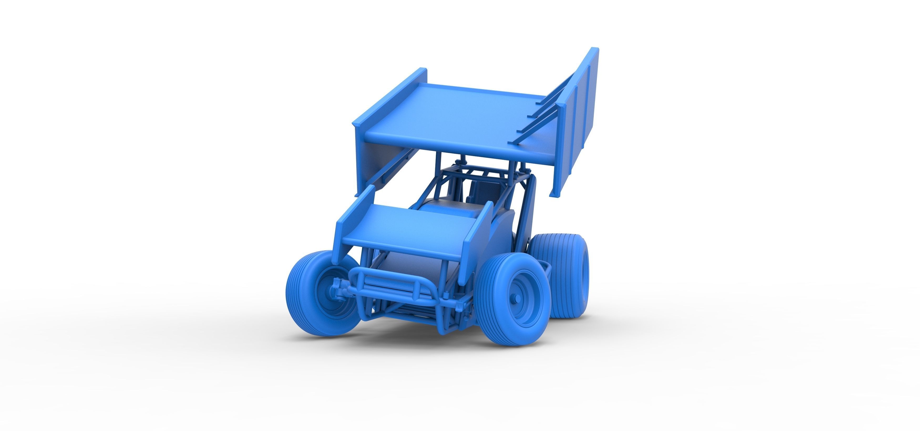 Winged Sprint car while turning Scale 1 to 25 3D print model_26