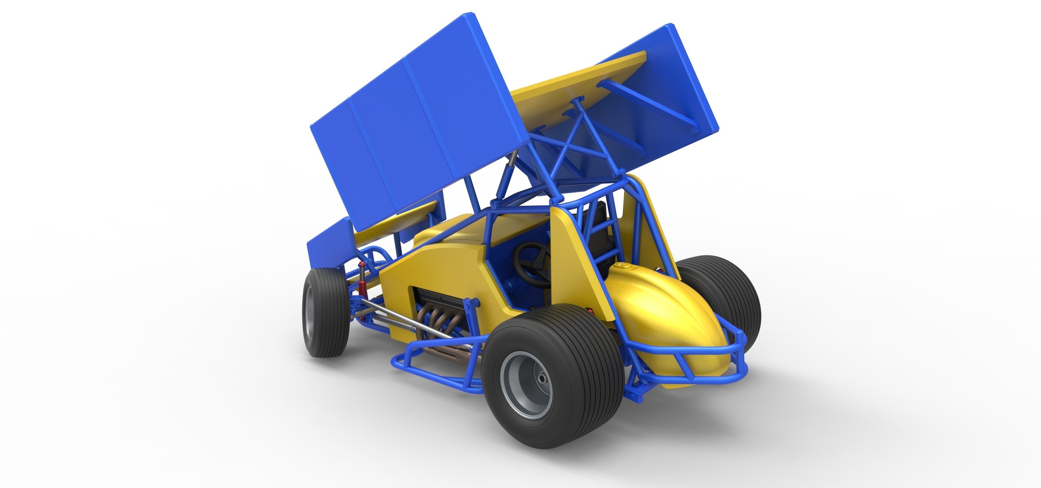 Winged Sprint car while turning Scale 1 to 25 3D print model_12
