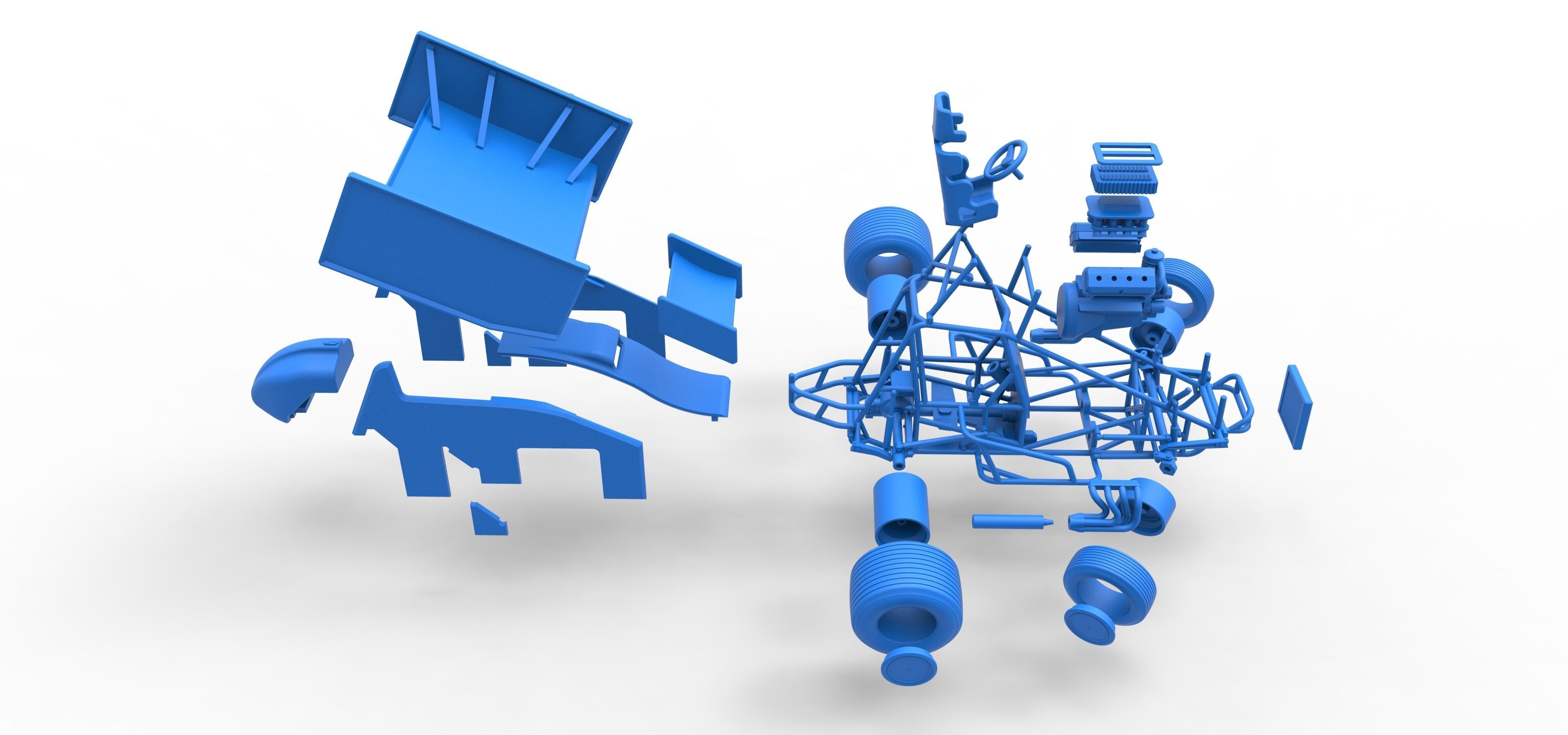 Winged Sprint car while turning Scale 1 to 25 3D print model_58