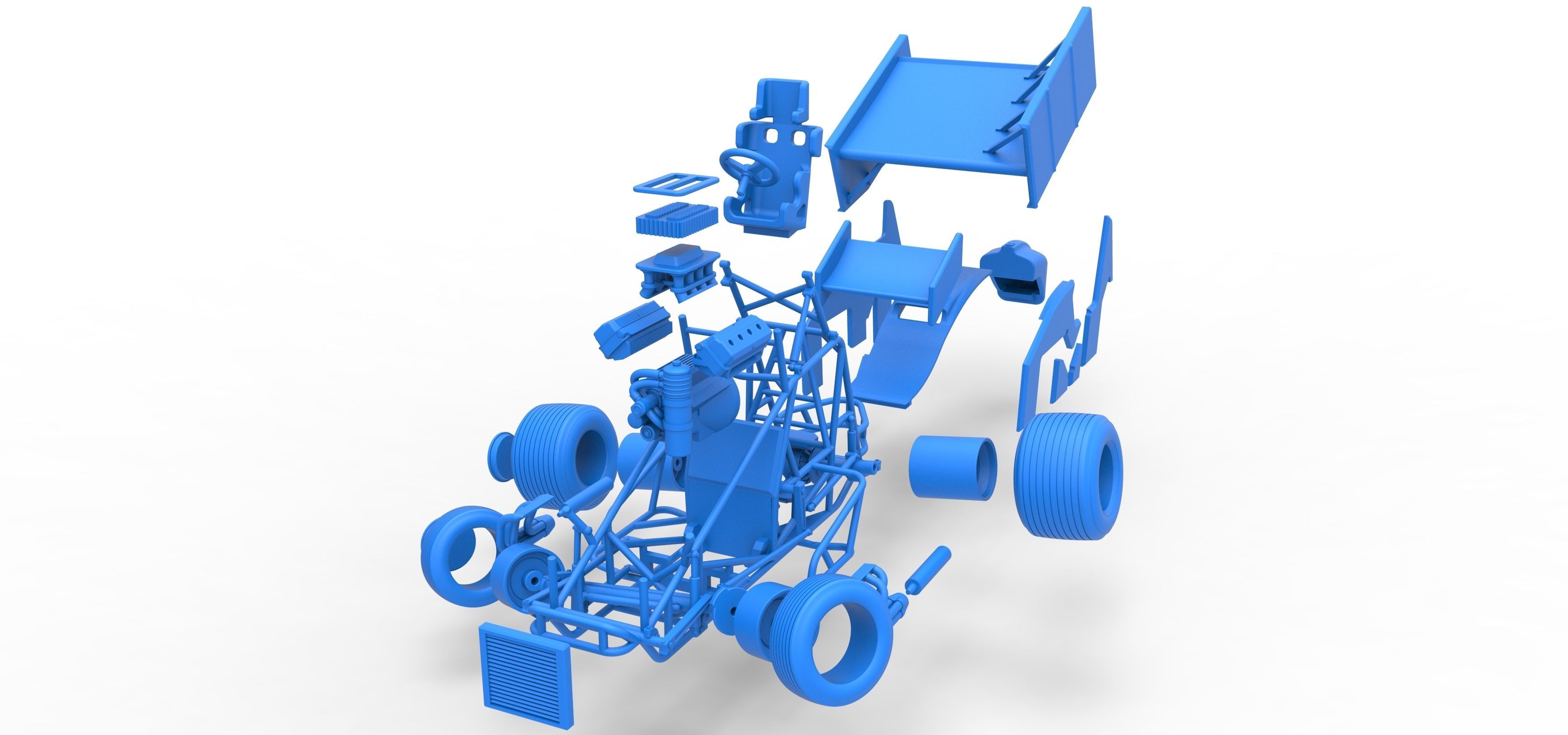 Winged Sprint car while turning Scale 1 to 25 3D print model_52