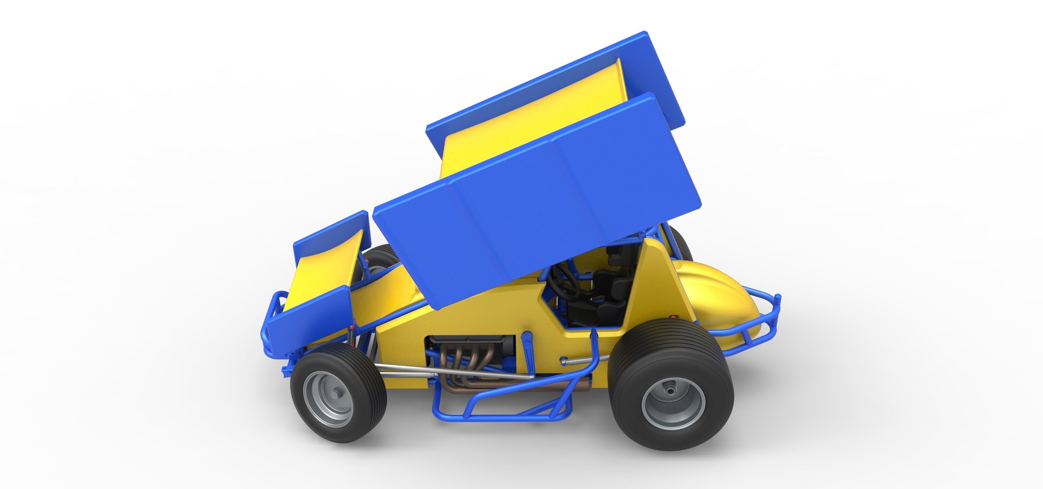 Winged Sprint car while turning Scale 1 to 25 3D print model_10