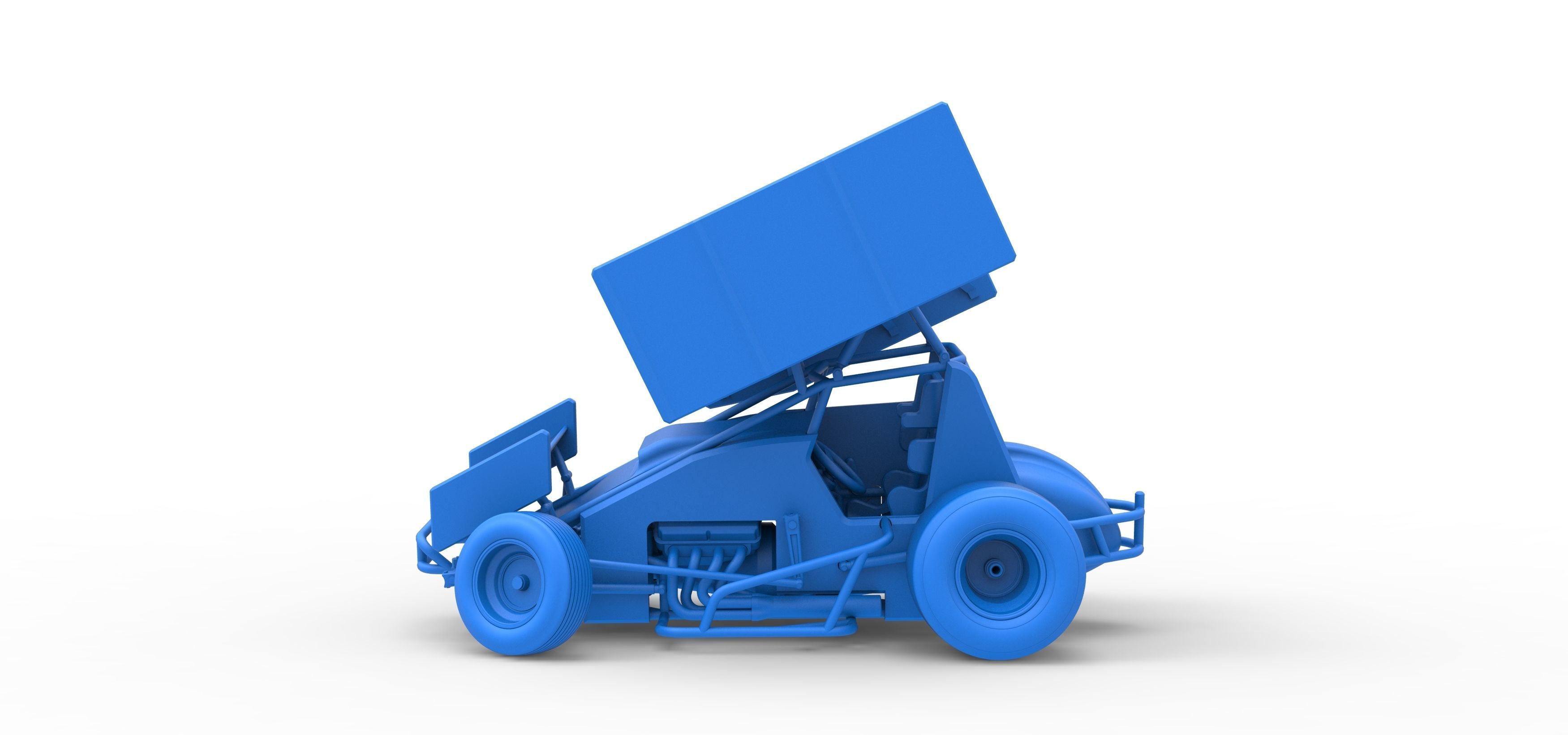Winged Sprint car while turning Scale 1 to 25 3D print model_33