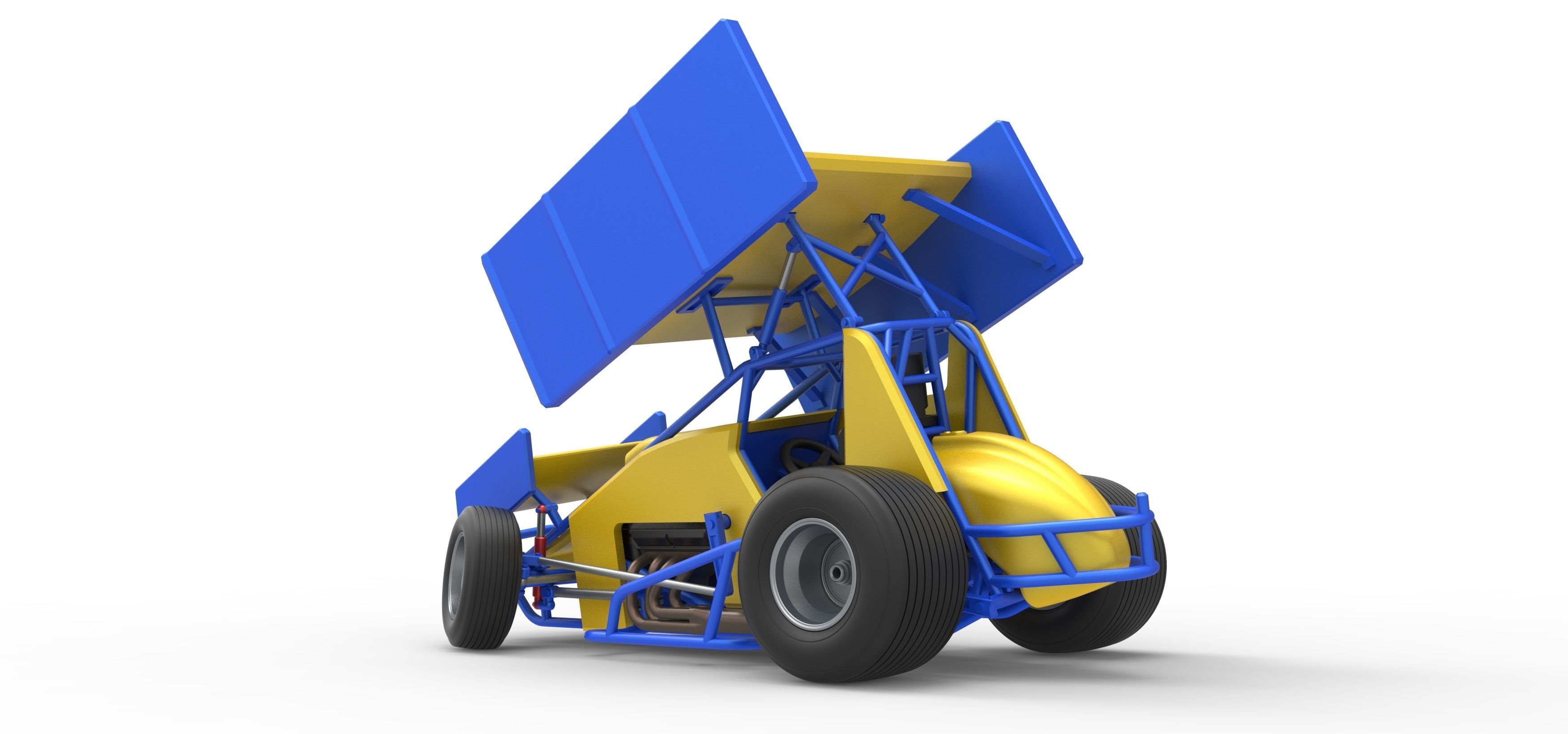Winged Sprint car while turning Scale 1 to 25 3D print model_13