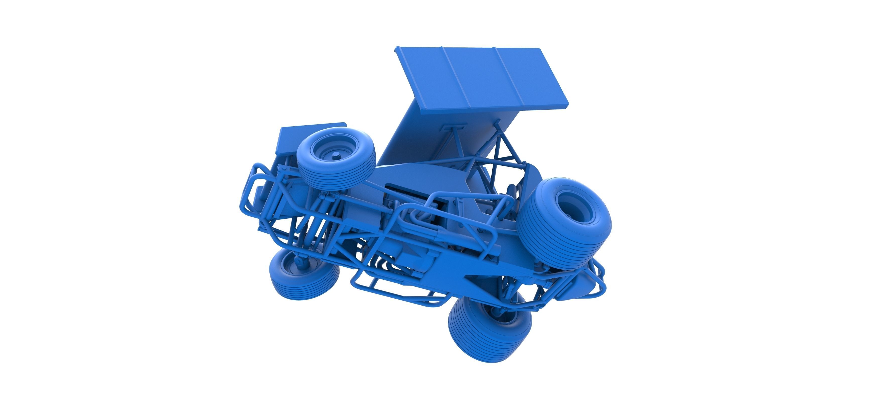 Winged Sprint car while turning Scale 1 to 25 3D print model_30