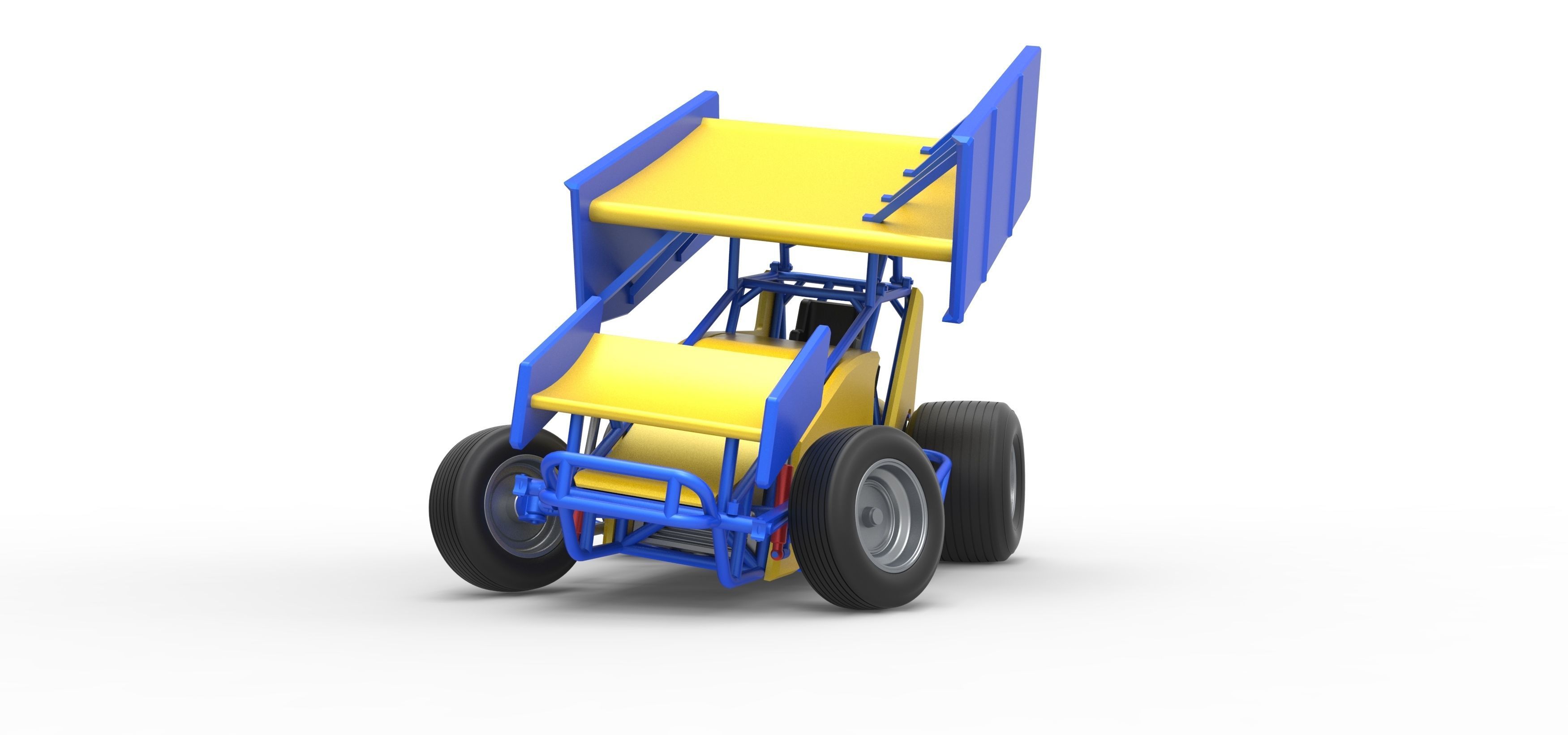 Winged Sprint car while turning Scale 1 to 25 3D print model_2