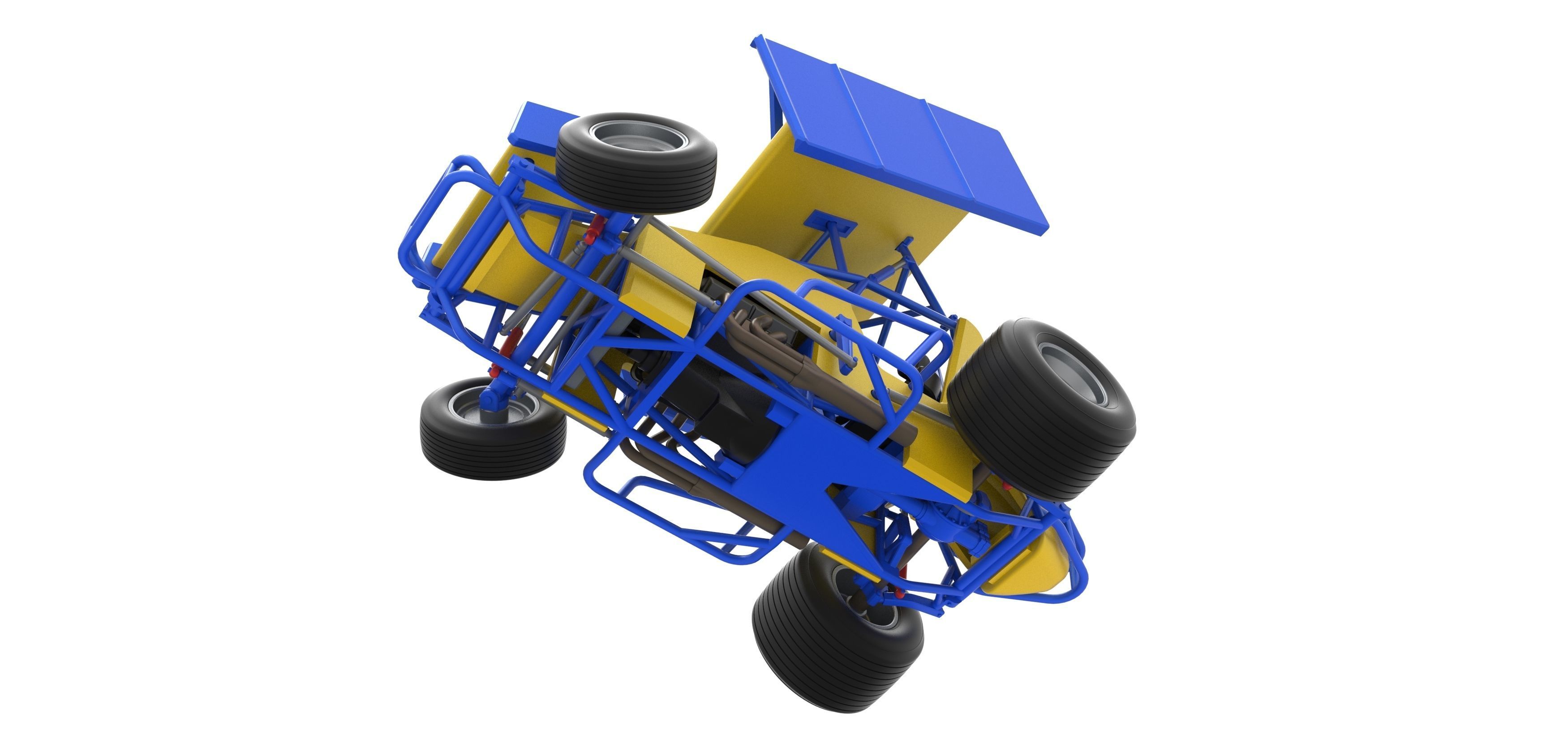 Winged Sprint car while turning Scale 1 to 25 3D print model_5