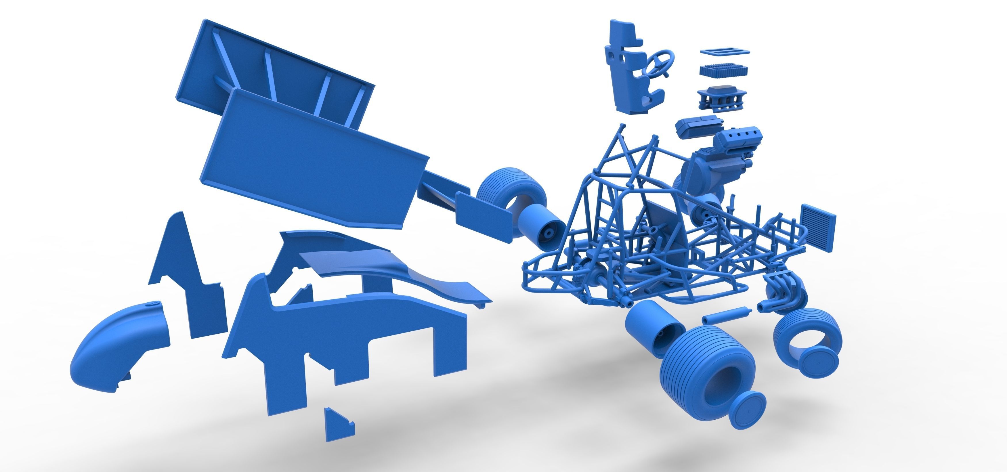 Winged Sprint car while turning Scale 1 to 25 3D print model_56