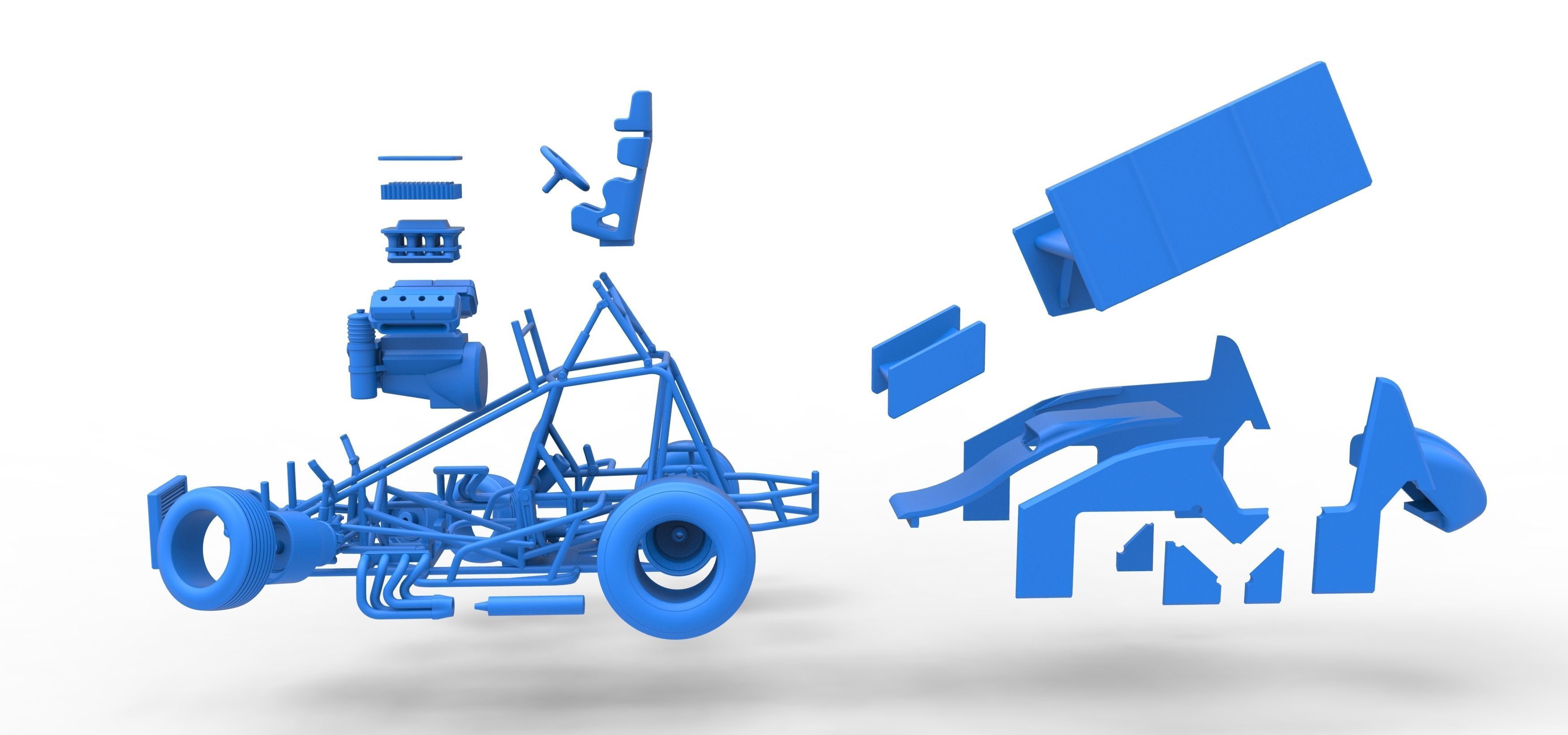 Winged Sprint car while turning Scale 1 to 25 3D print model_53