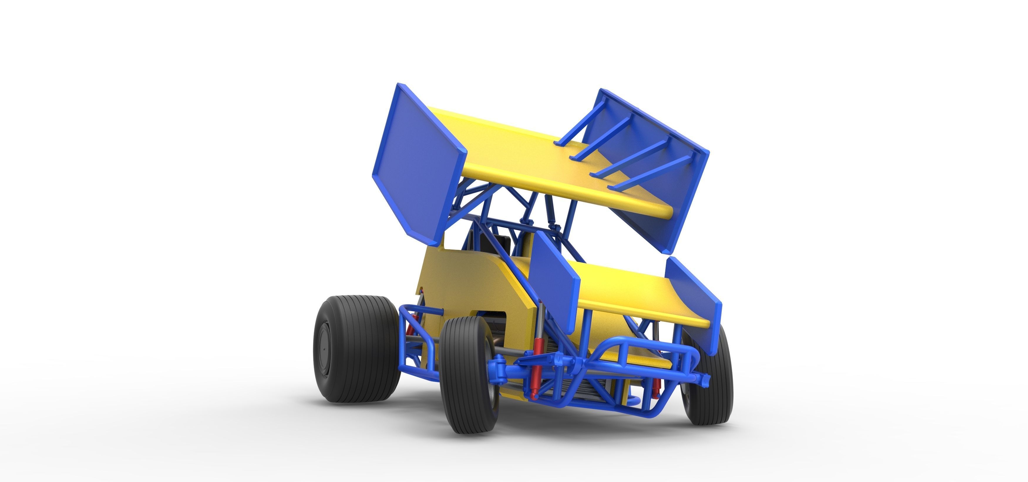 Winged Sprint car while turning Scale 1 to 25 3D print model_24