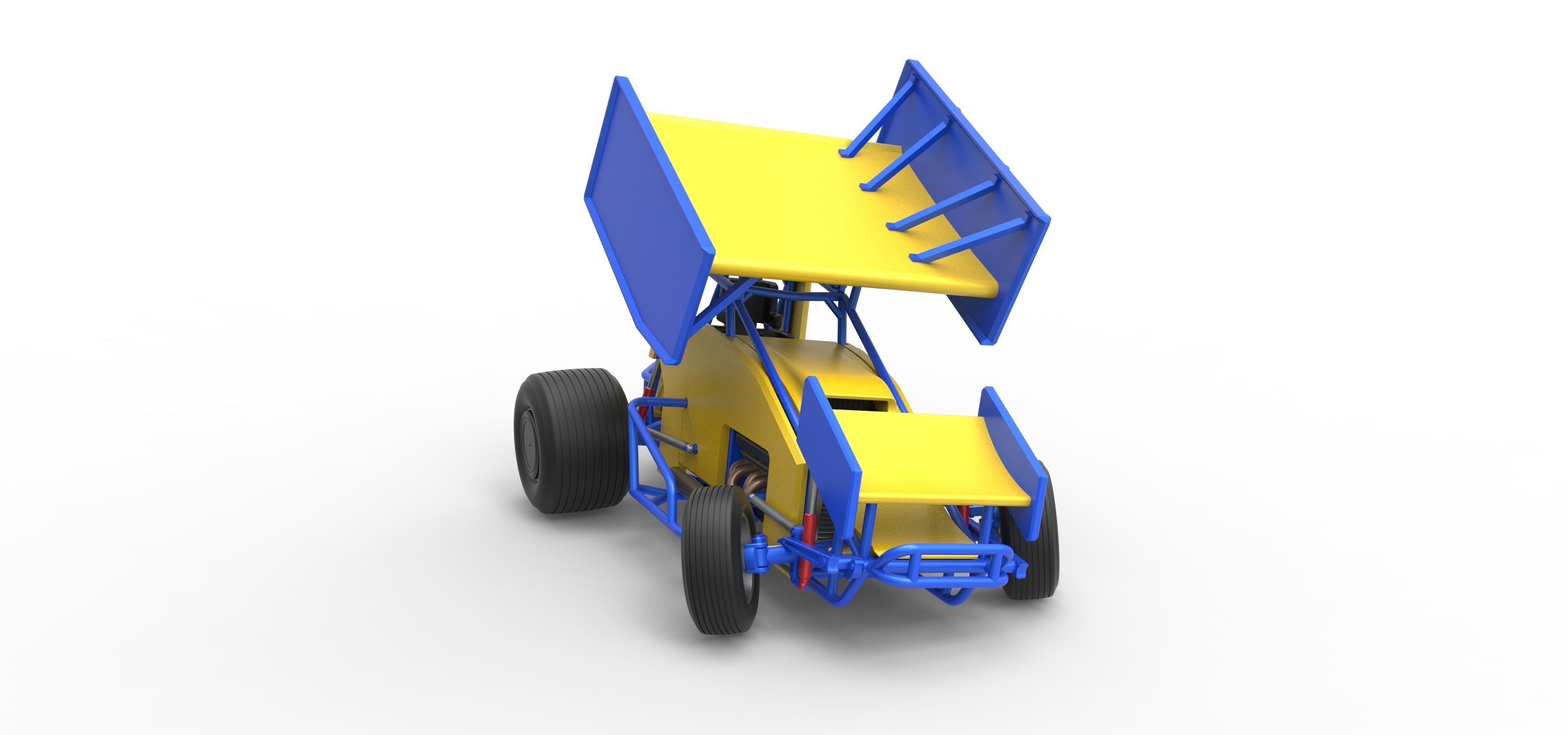 Winged Sprint car while turning Scale 1 to 25 3D print model_25