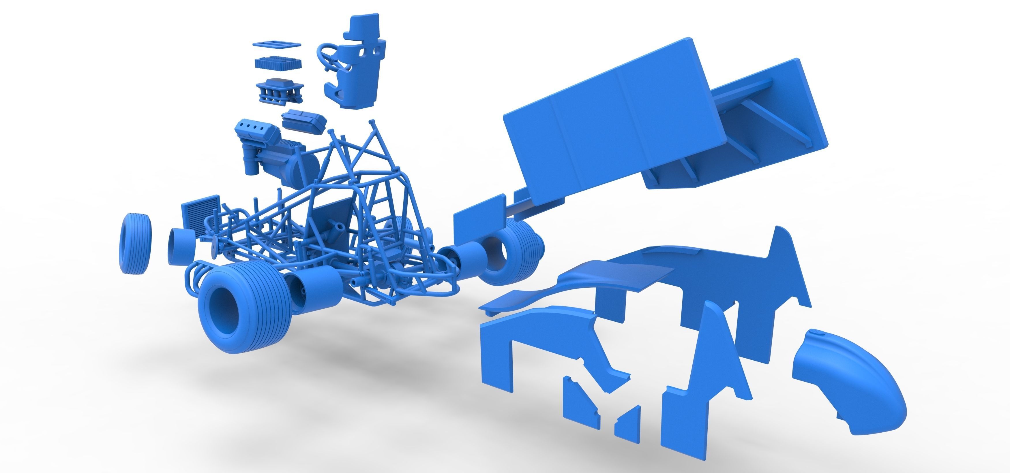 Winged Sprint car while turning Scale 1 to 25 3D print model_55