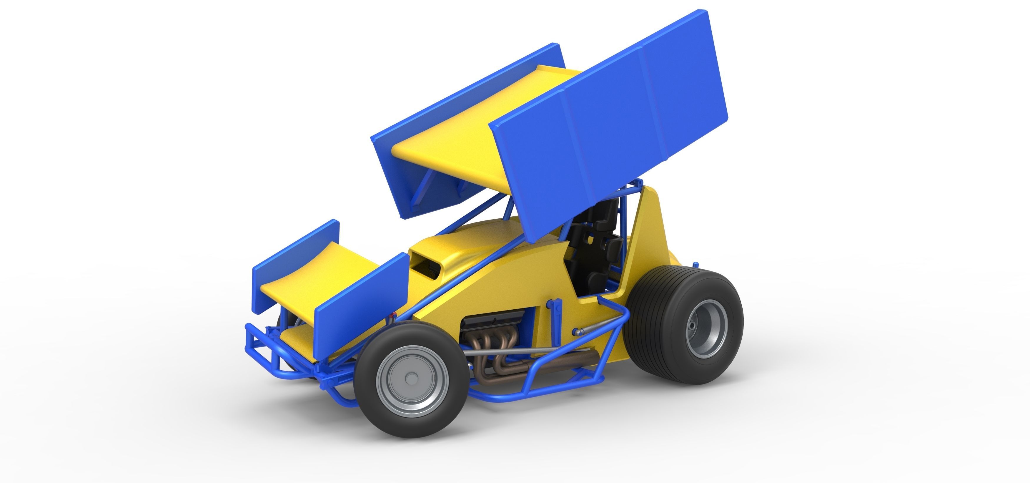 Winged Sprint car while turning Scale 1 to 25 3D print model_3
