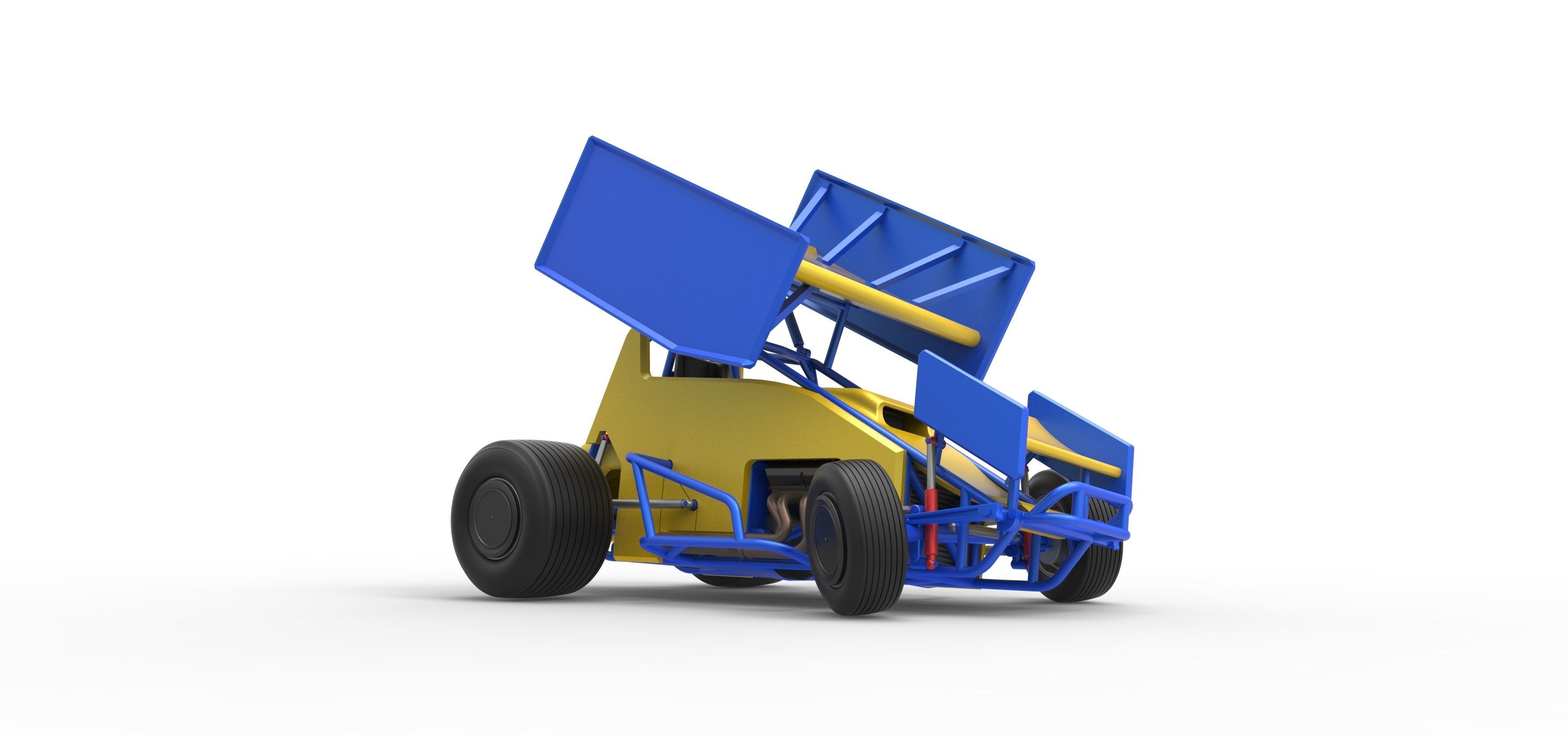 Winged Sprint car while turning Scale 1 to 25 3D print model_23