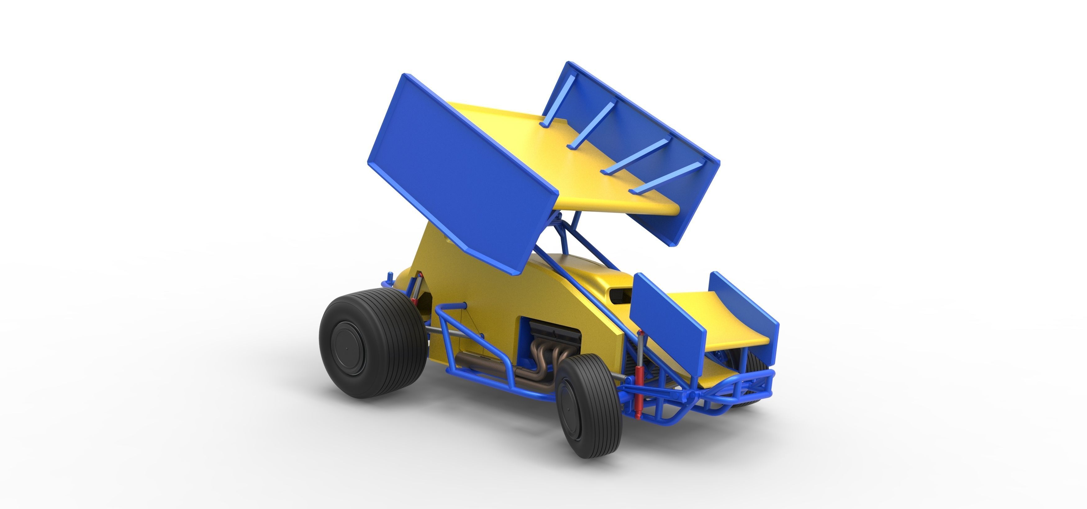 Winged Sprint car while turning Scale 1 to 25 3D print model_22