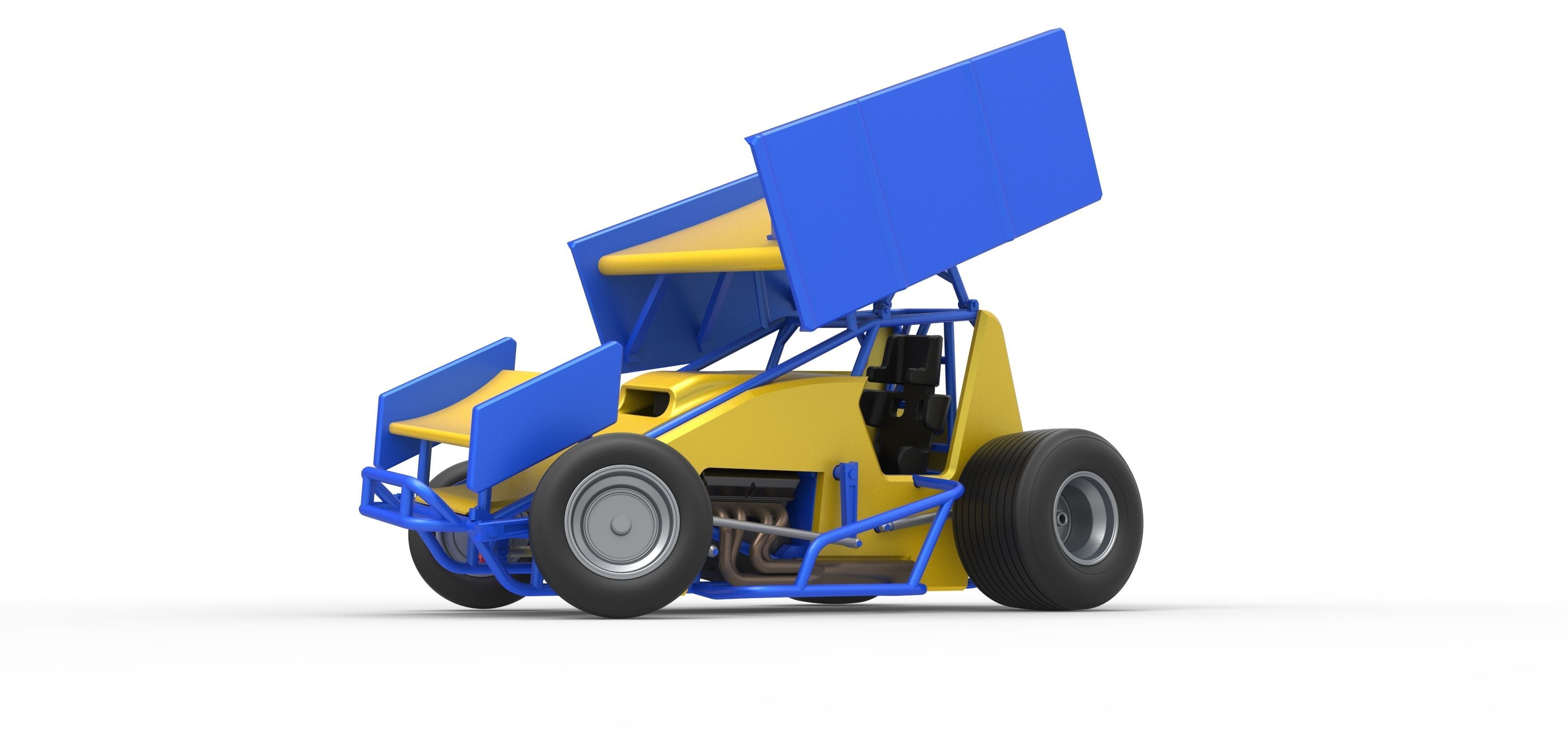 Winged Sprint car while turning Scale 1 to 25 3D print model_4