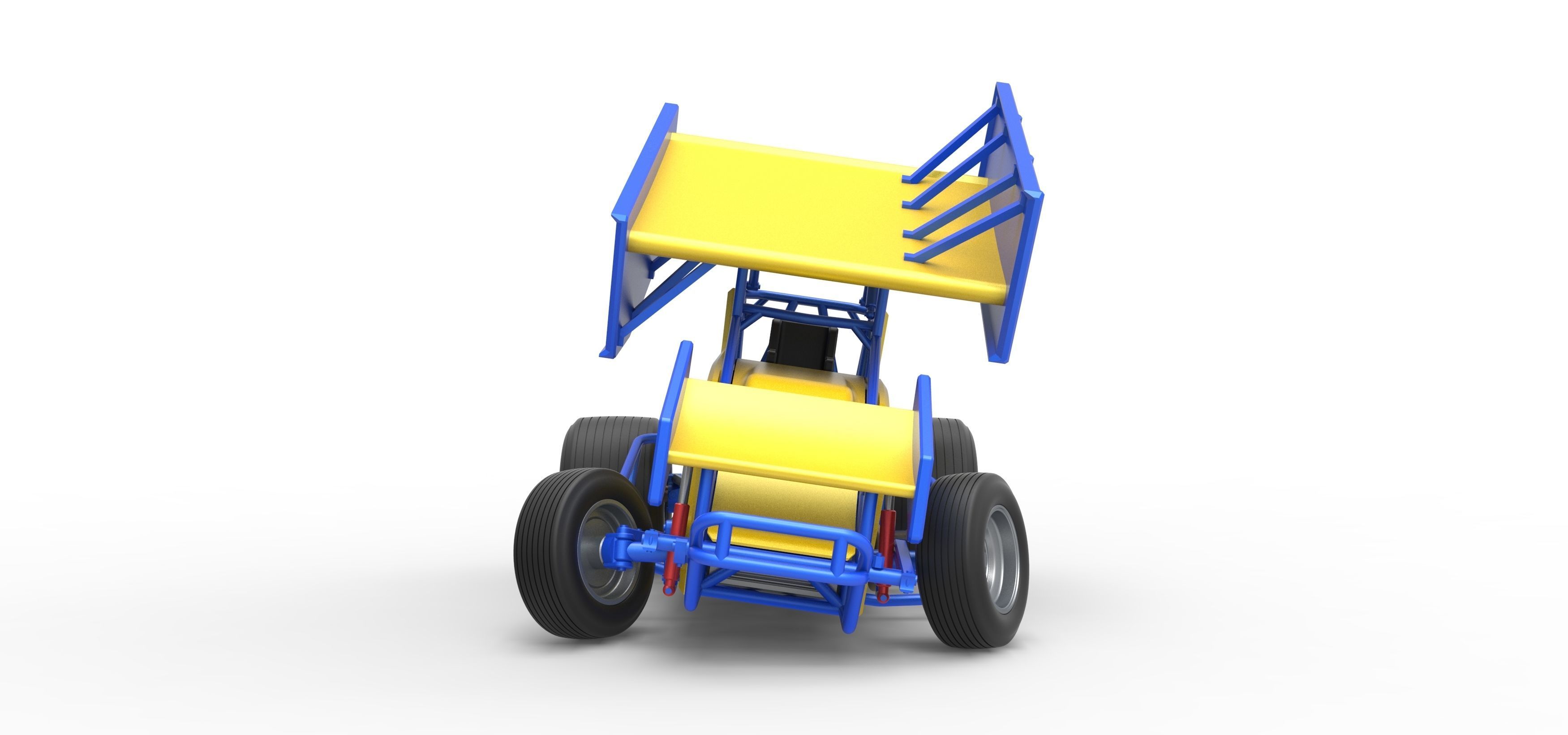 Winged Sprint car while turning Scale 1 to 25 3D print model_7