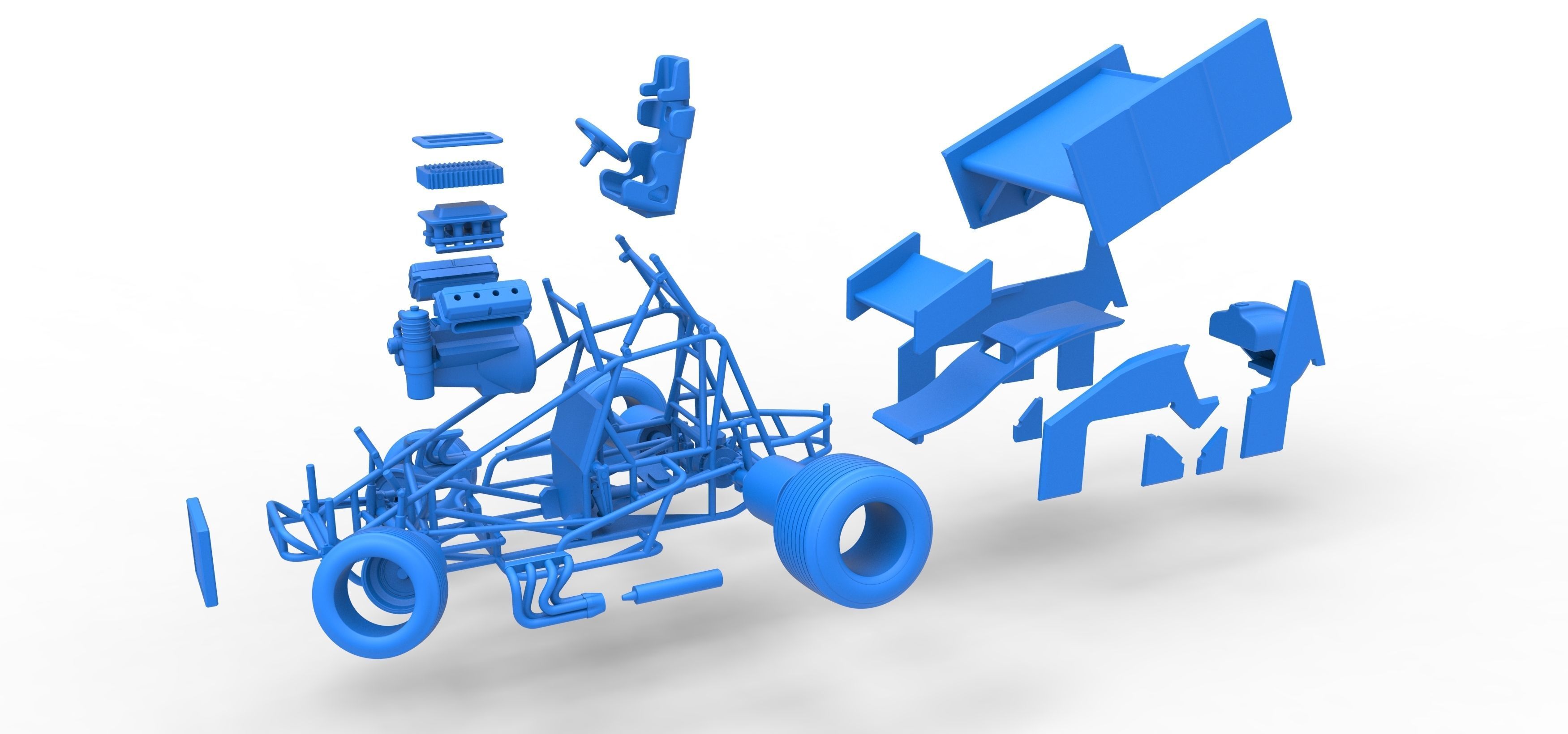 Winged Sprint car while turning Scale 1 to 25 3D print model_49