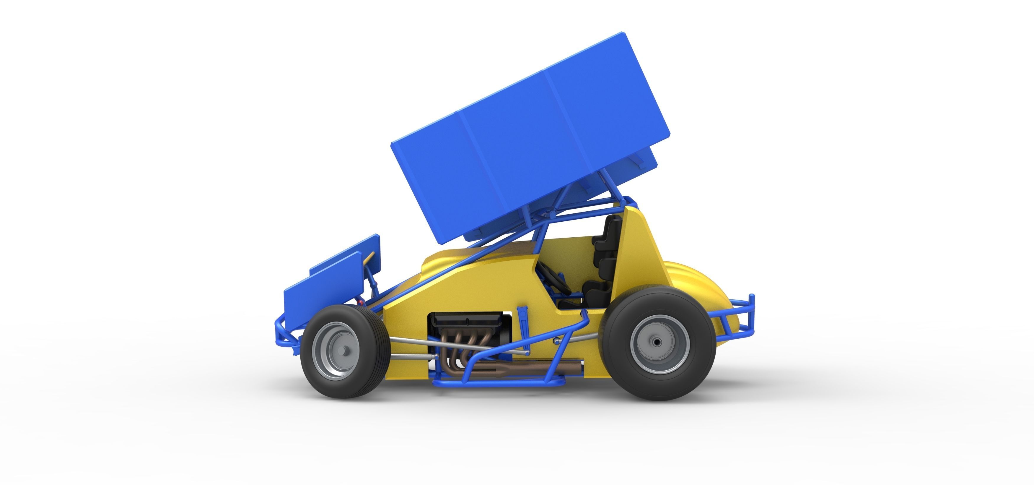 Winged Sprint car while turning Scale 1 to 25 3D print model_9