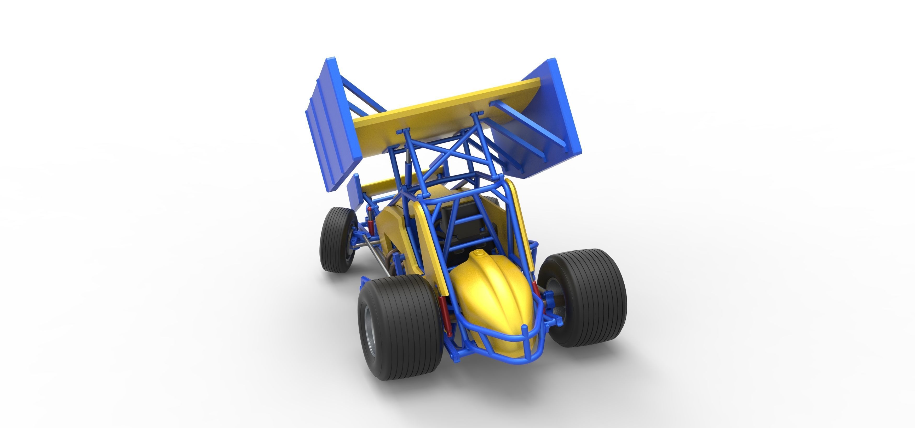 Winged Sprint car while turning Scale 1 to 25 3D print model_14