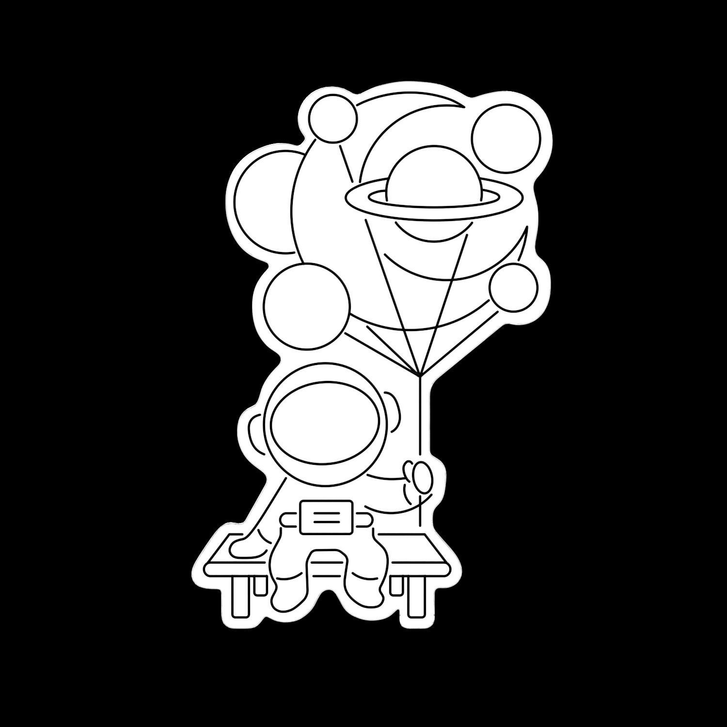 Balloon Astronaut Neon Sign 3D model_3