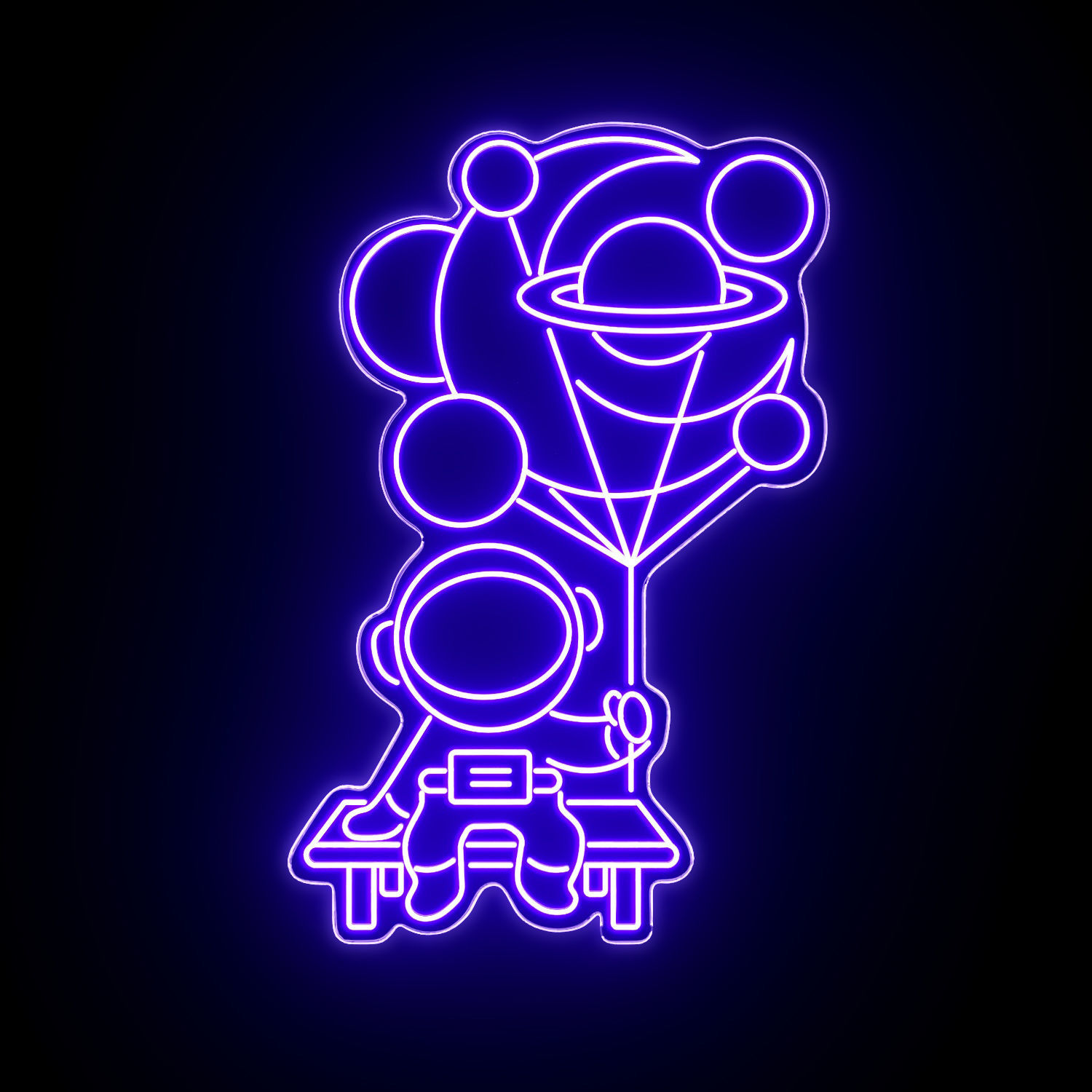 Balloon Astronaut Neon Sign 3D model_1