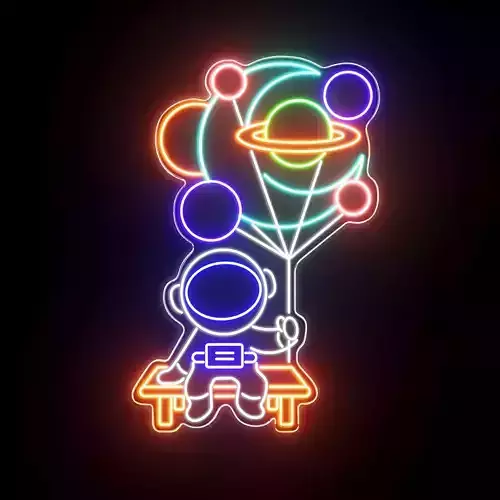 Balloon Astronaut Neon Sign