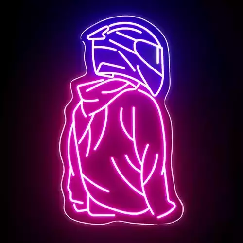 Motorcyclist Neon Sign