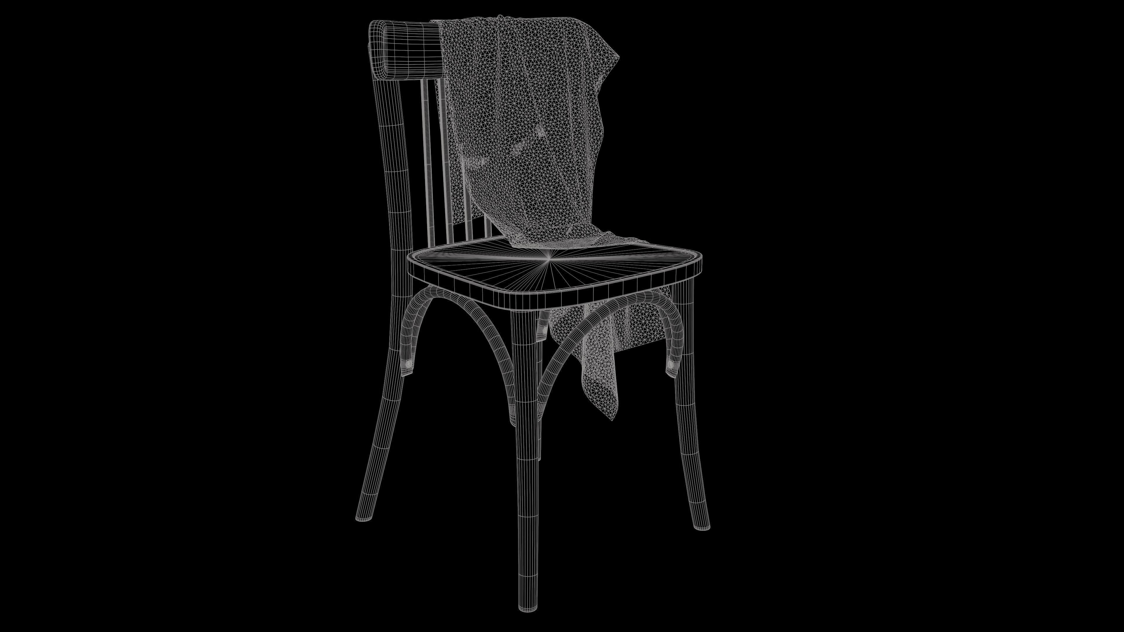 Old Chair Low-poly 3D model_4