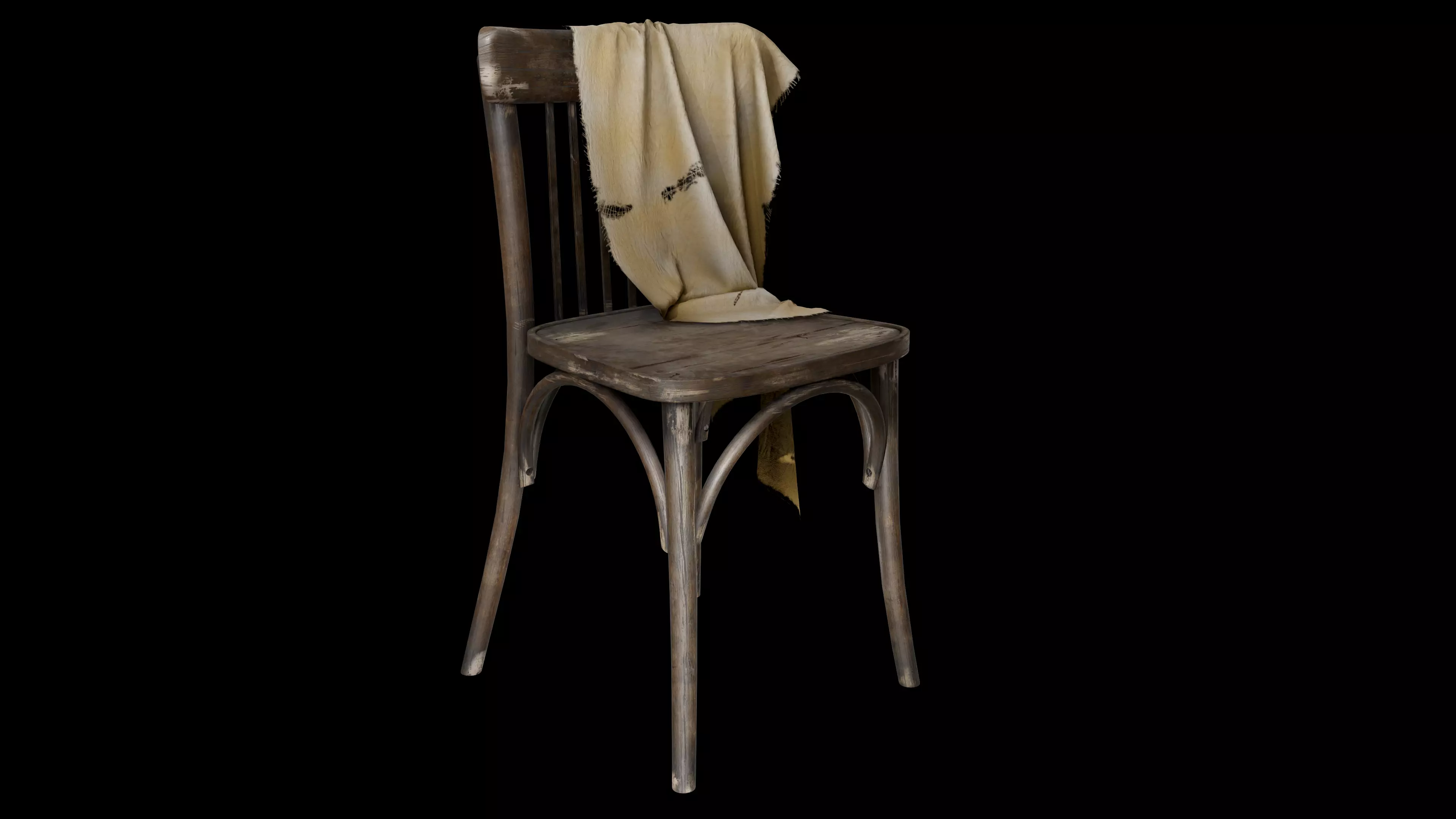 Old Chair Low-poly 3D model_0