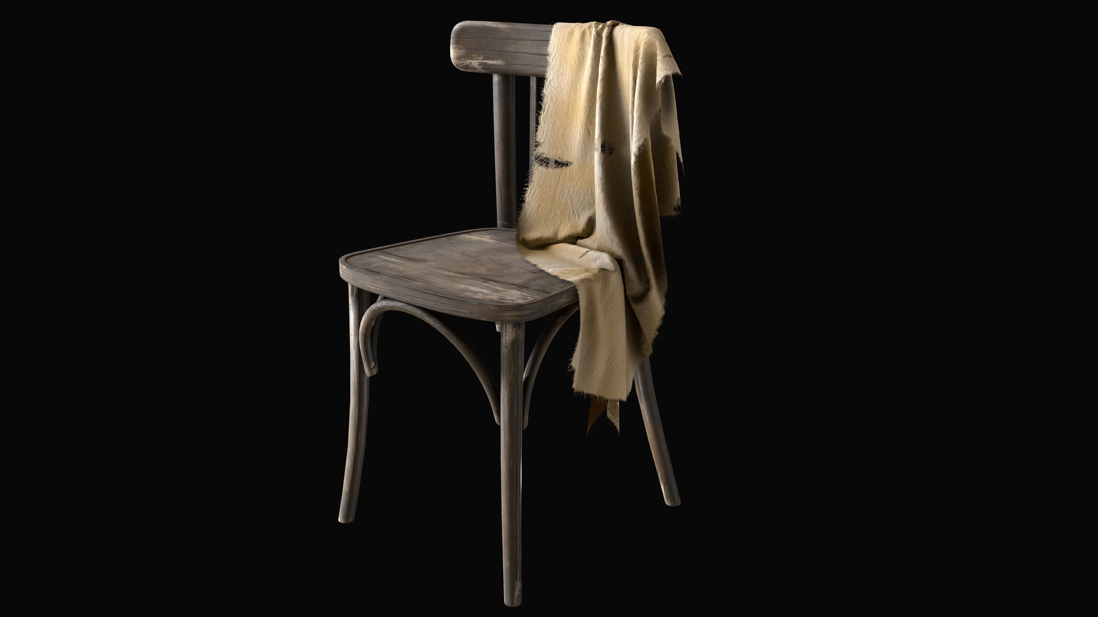 Old Chair Low-poly 3D model_1