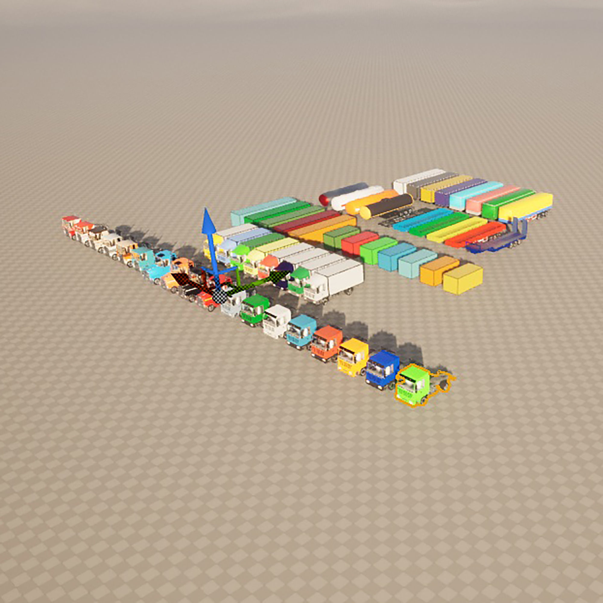 set of trucks and trailers Low-poly 3D model_20