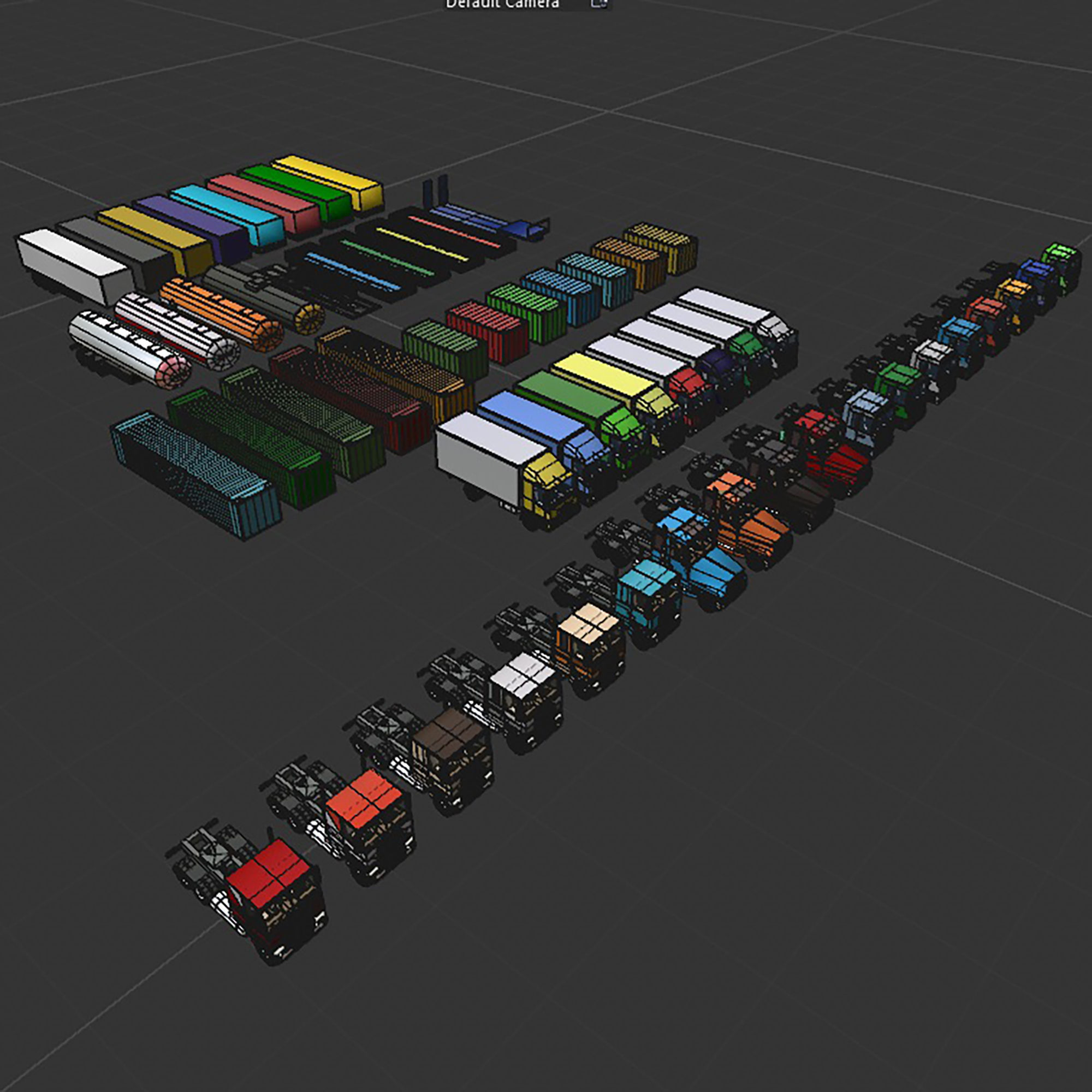 set of trucks and trailers Low-poly 3D model_19