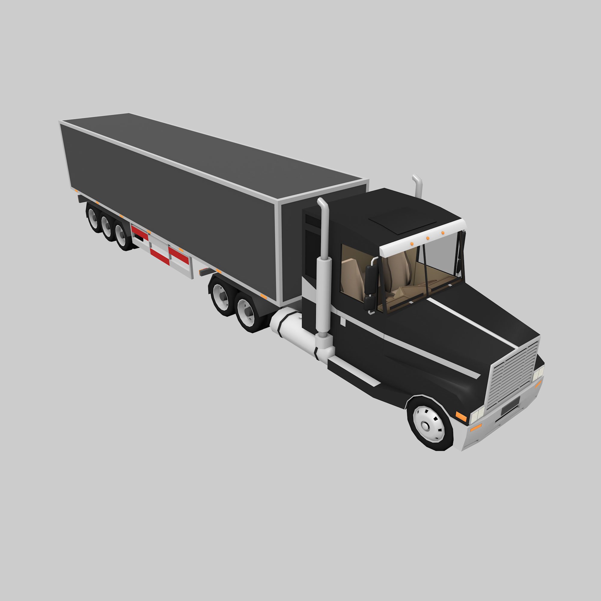 set of trucks and trailers Low-poly 3D model_16