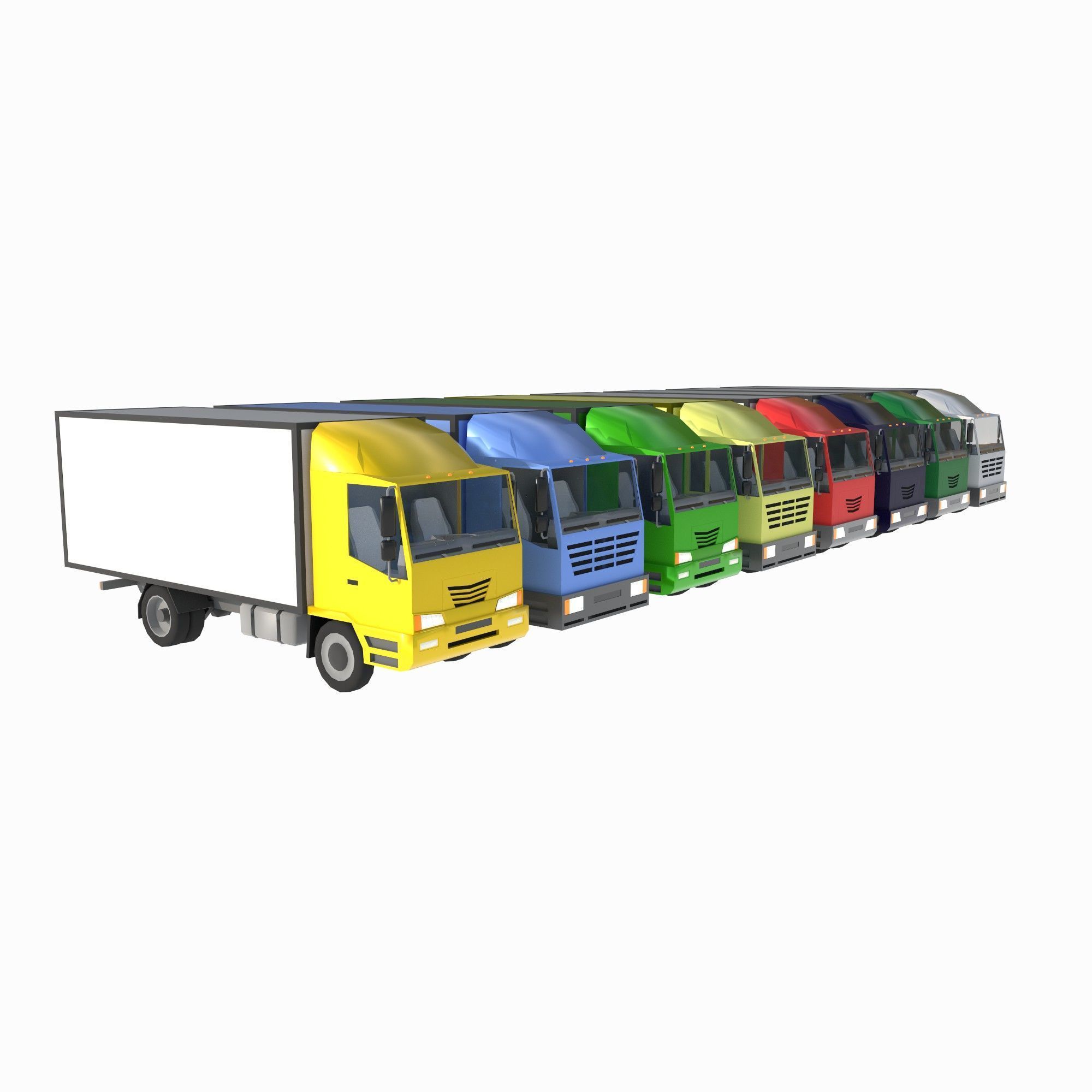 set of trucks and trailers Low-poly 3D model_8