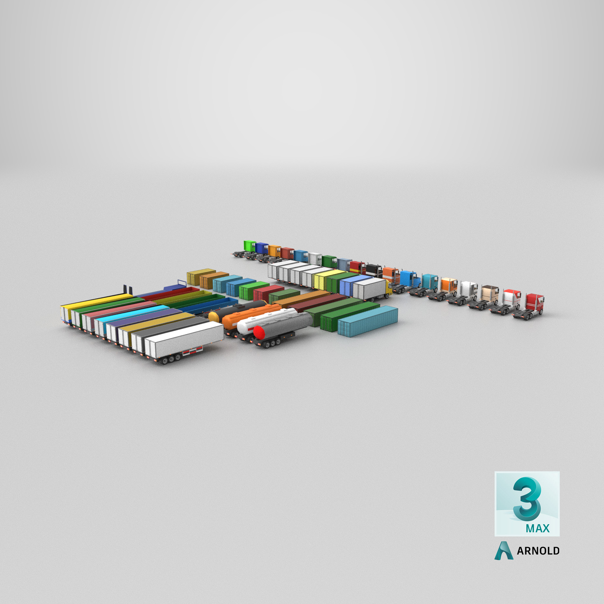 set of trucks and trailers Low-poly 3D model_24